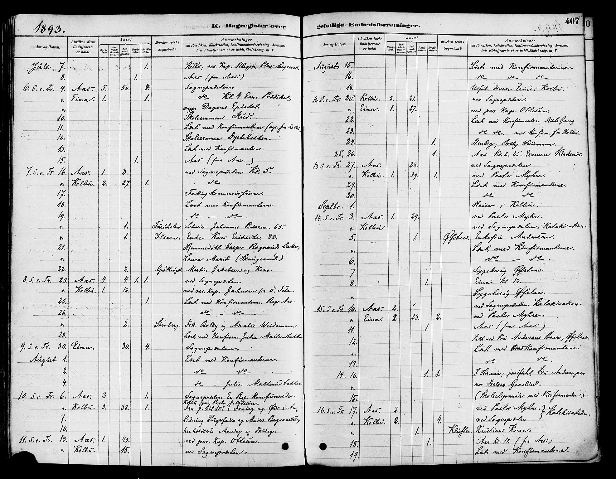 Vestre Toten prestekontor, AV/SAH-PREST-108/H/Ha/Haa/L0009: Ministerialbok nr. 9, 1878-1894, s. 407