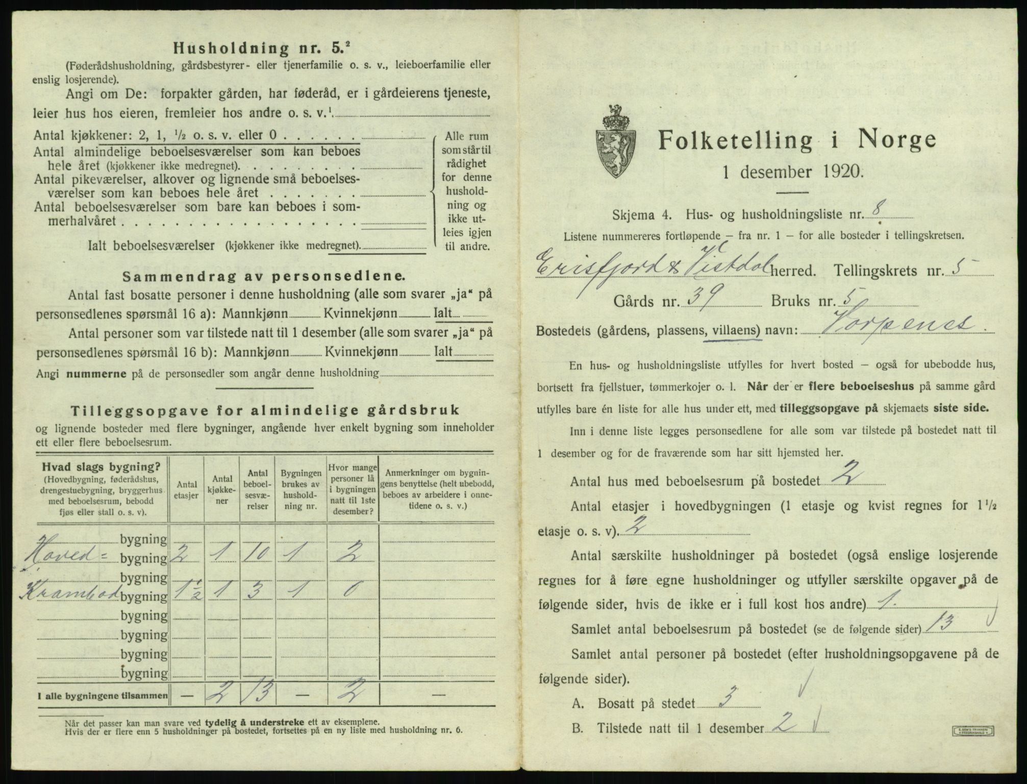 SAT, Folketelling 1920 for 1542 Eresfjord og Vistdal herred, 1920, s. 415