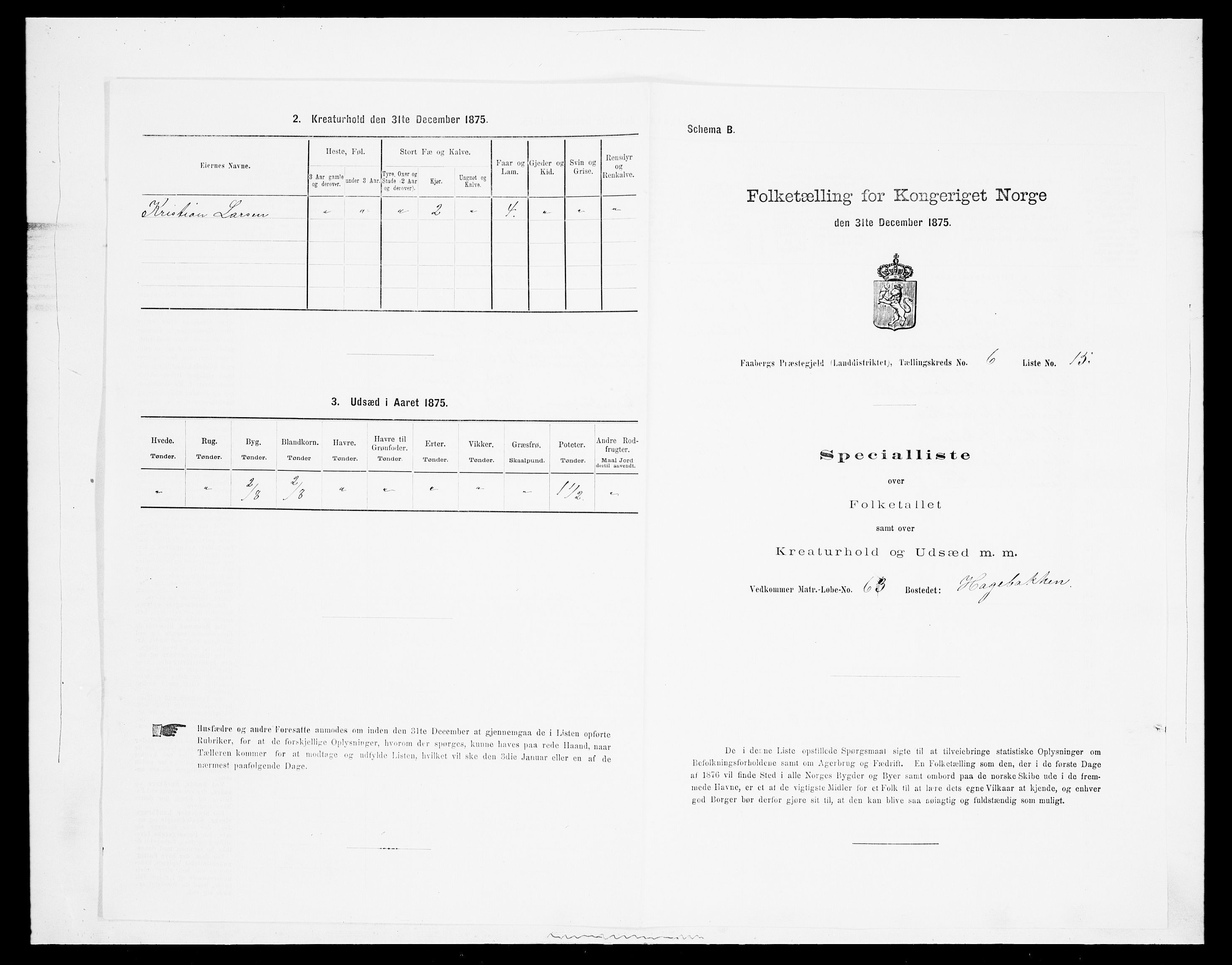 SAH, Folketelling 1875 for 0524L Fåberg prestegjeld, Fåberg sokn og Lillehammer landsokn, 1875, s. 727