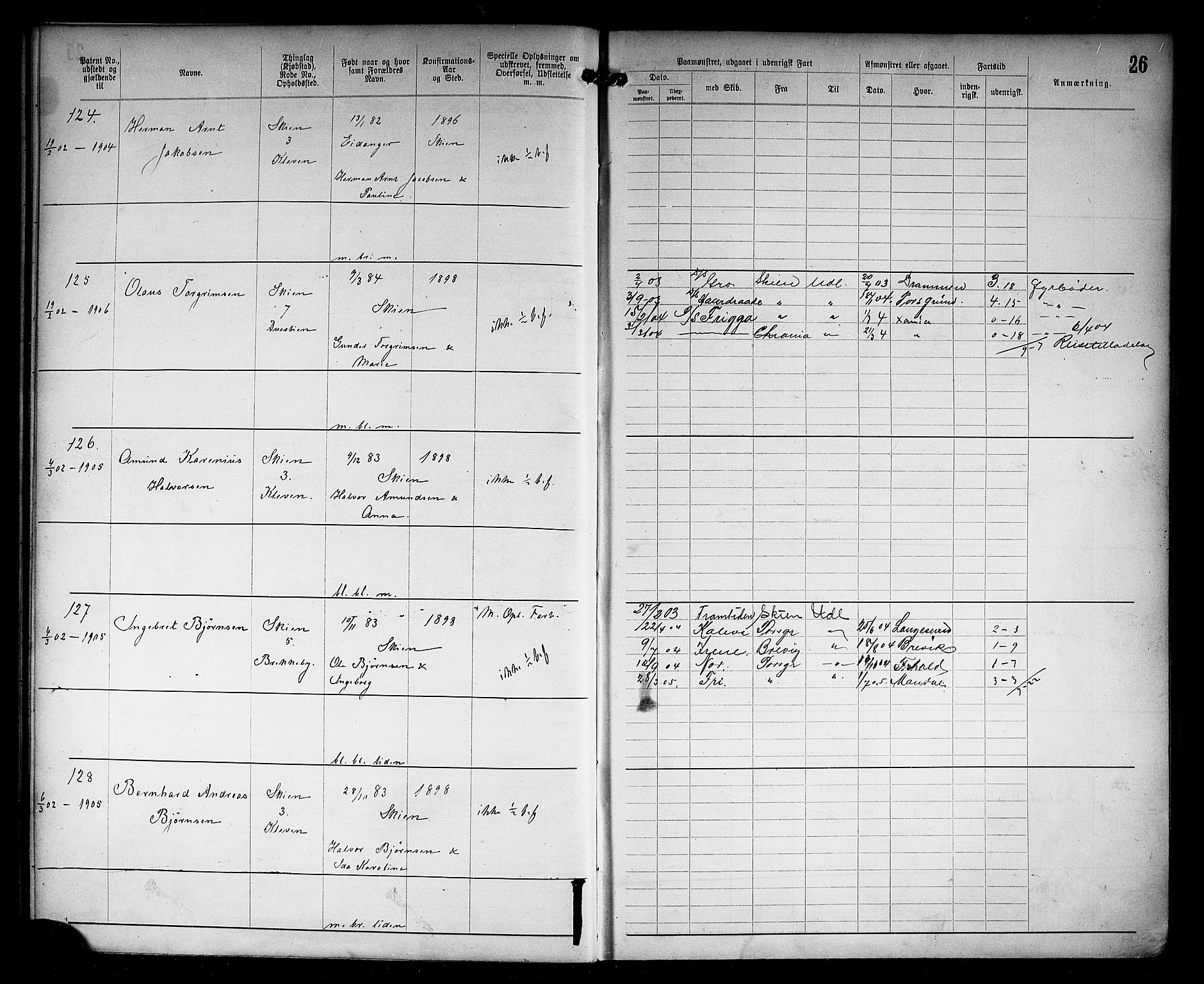 Skien innrulleringskontor, AV/SAKO-A-832/F/Fc/L0006: Annotasjonsrulle, 1899-1911, s. 28