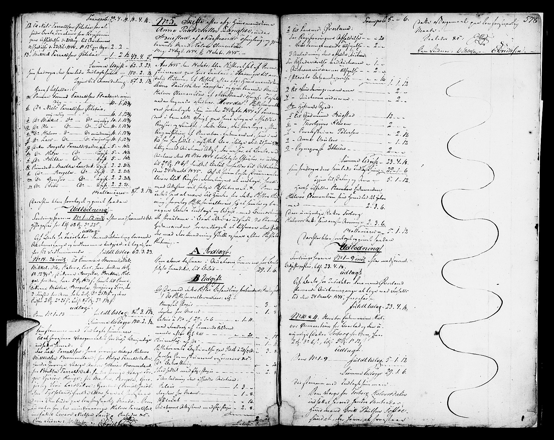 Ryfylke tingrett, AV/SAST-A-100055/001/IV/IVD/L0021: Skifteprotokoll, register i protokollen, 1837-1845, s. 577b-578a