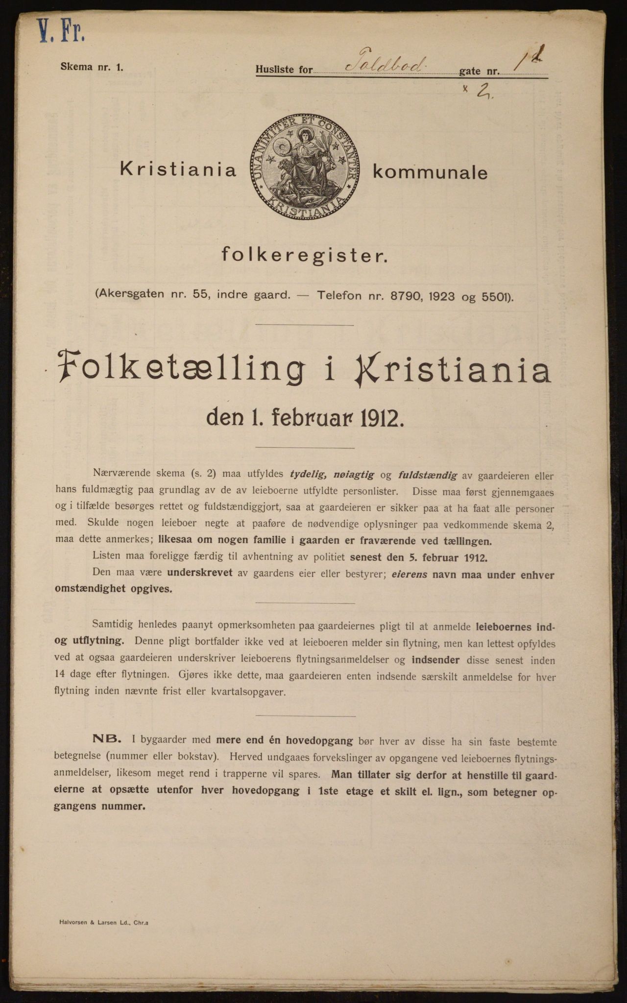 OBA, Kommunal folketelling 1.2.1912 for Kristiania, 1912, s. 113084