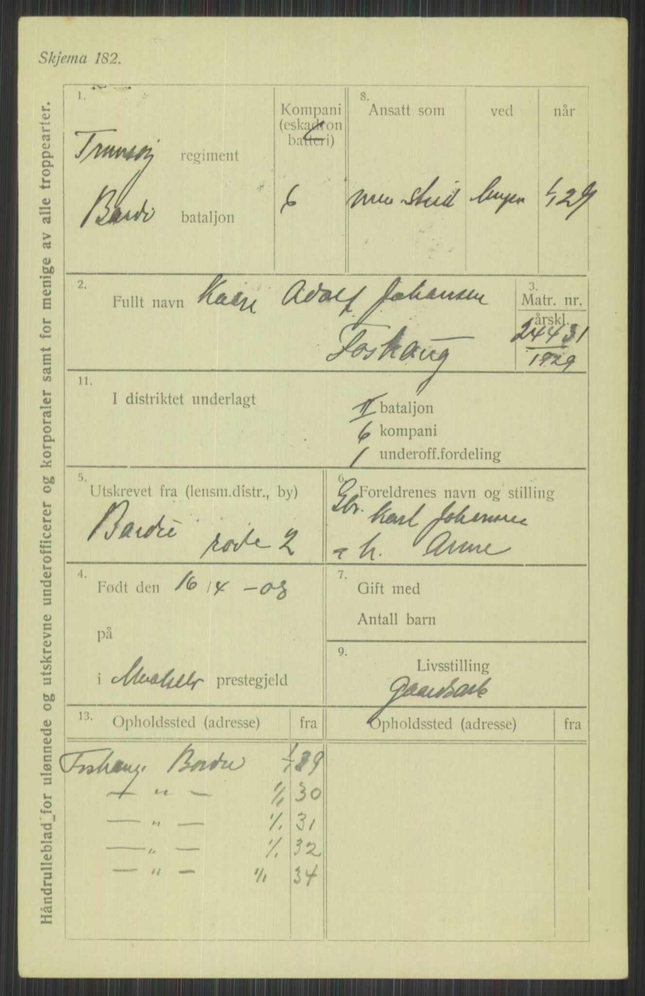 Forsvaret, Troms infanteriregiment nr. 16, AV/RA-RAFA-3146/P/Pa/L0013/0004: Rulleblad / Rulleblad for regimentets menige mannskaper, årsklasse 1929, 1929, s. 253