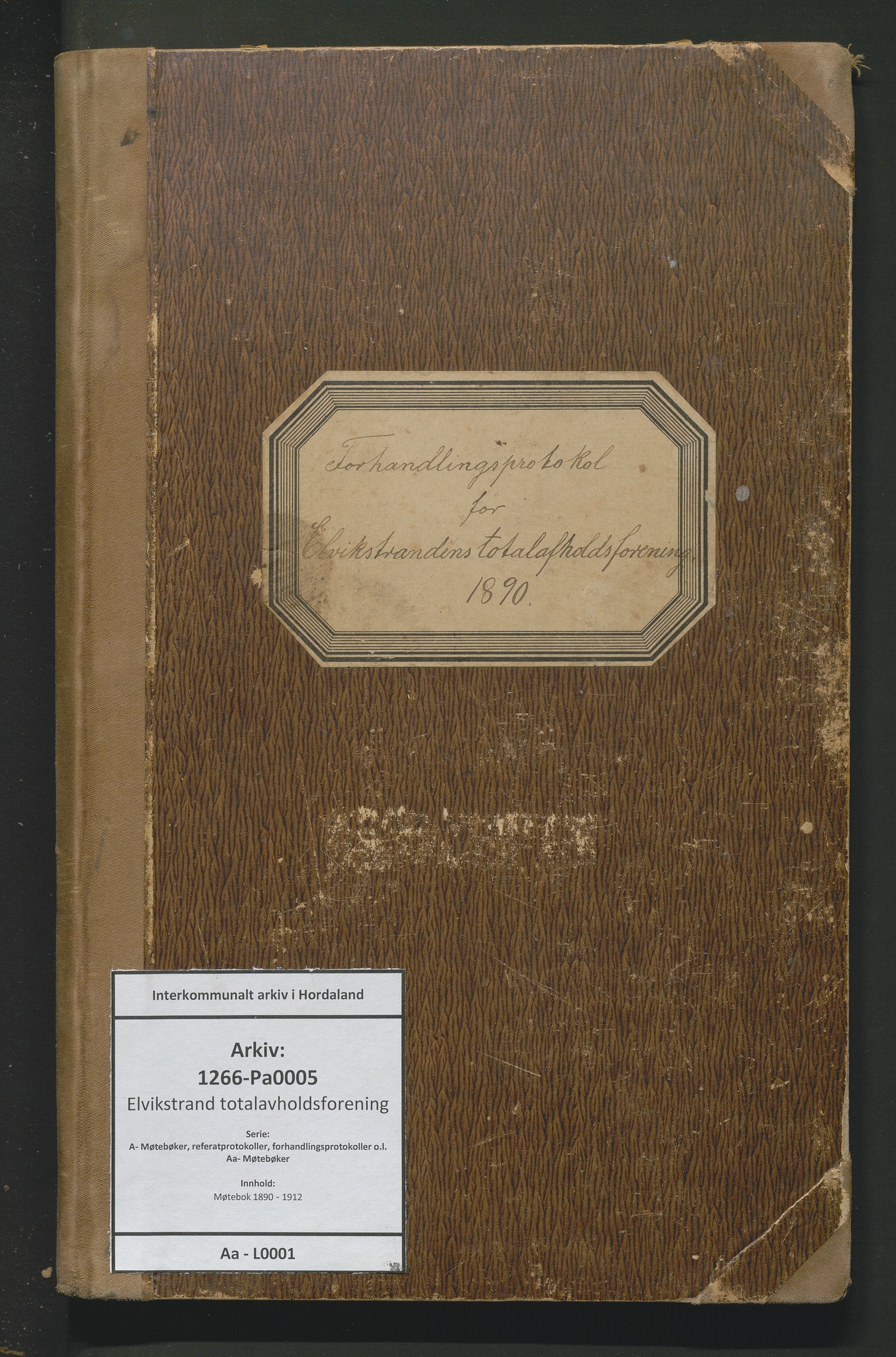 Elvikstrand totalavholdsforening , IKAH/1266-Pa0005/A/Aa/L0001: Møtebok, 1890-1912