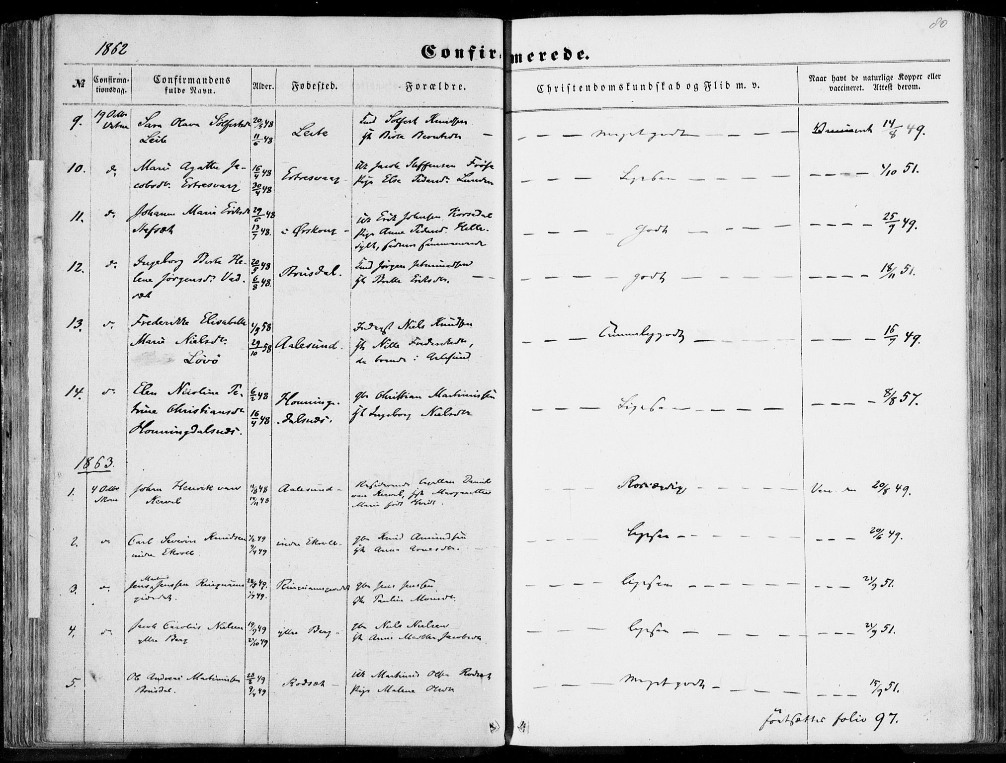 Ministerialprotokoller, klokkerbøker og fødselsregistre - Møre og Romsdal, SAT/A-1454/524/L0354: Ministerialbok nr. 524A06, 1857-1863, s. 80