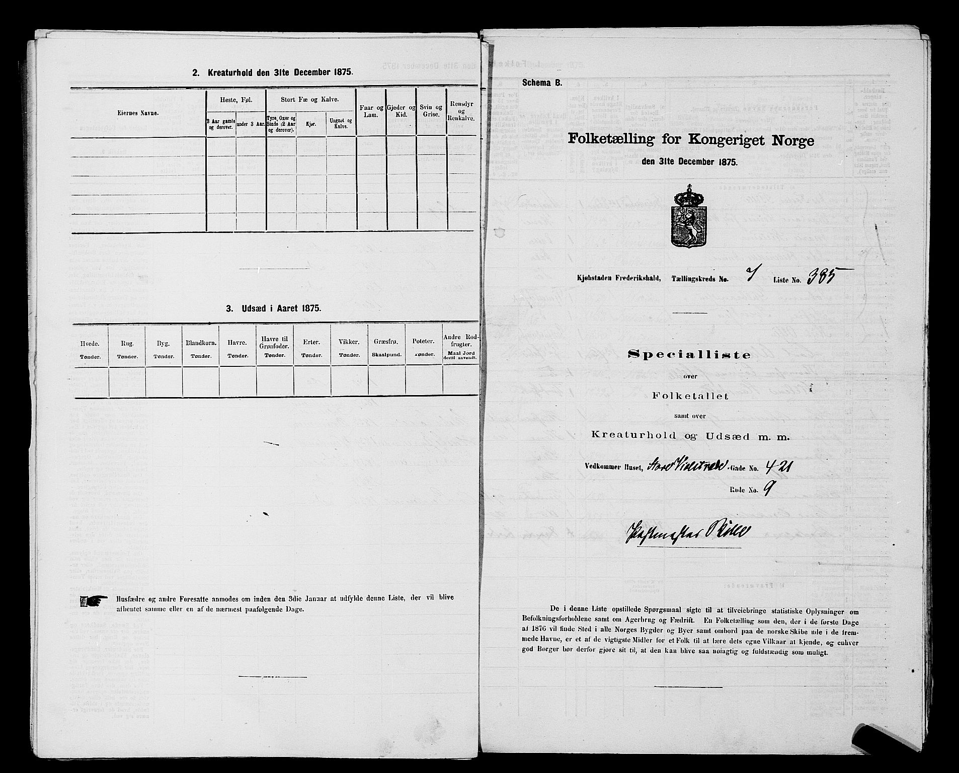 RA, Folketelling 1875 for 0101P Fredrikshald prestegjeld, 1875, s. 943