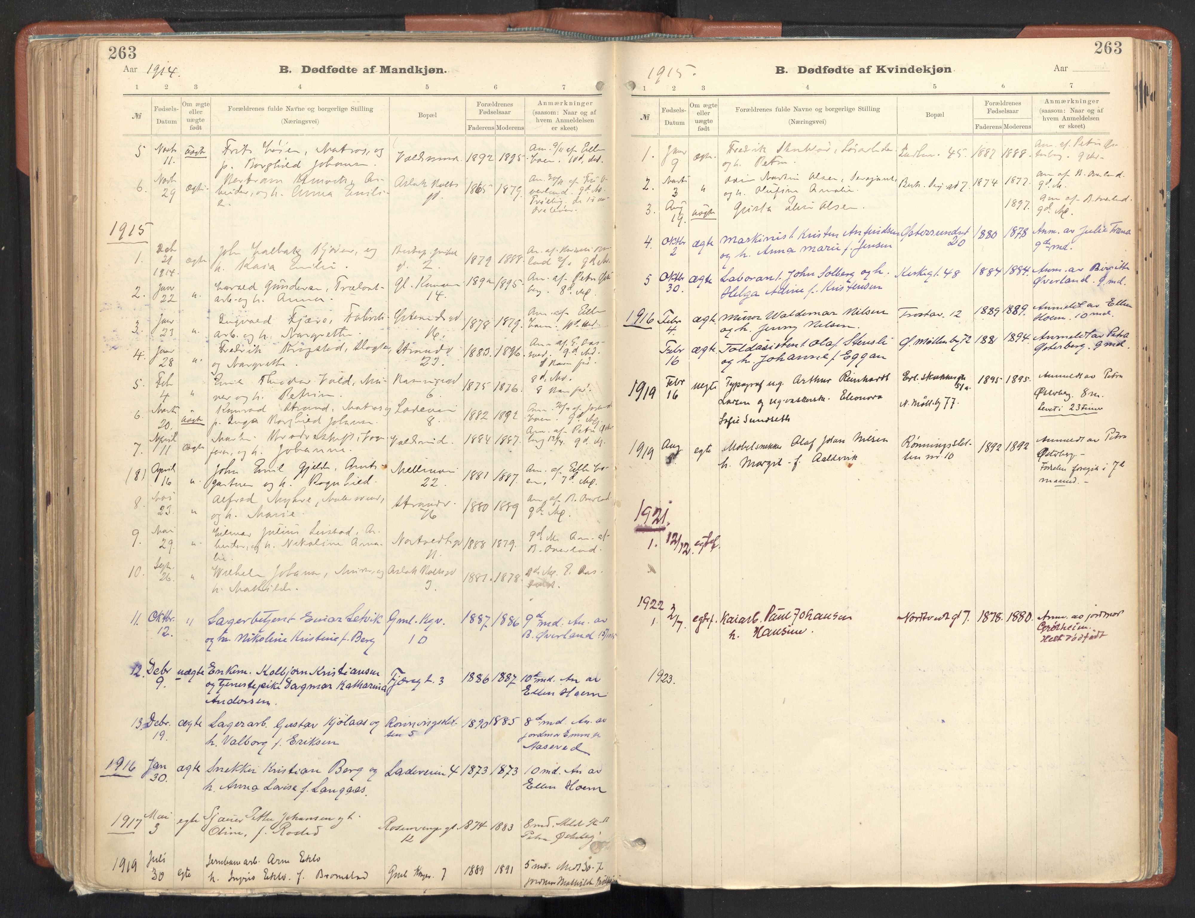 Ministerialprotokoller, klokkerbøker og fødselsregistre - Sør-Trøndelag, AV/SAT-A-1456/605/L0243: Ministerialbok nr. 605A05, 1908-1923, s. 263