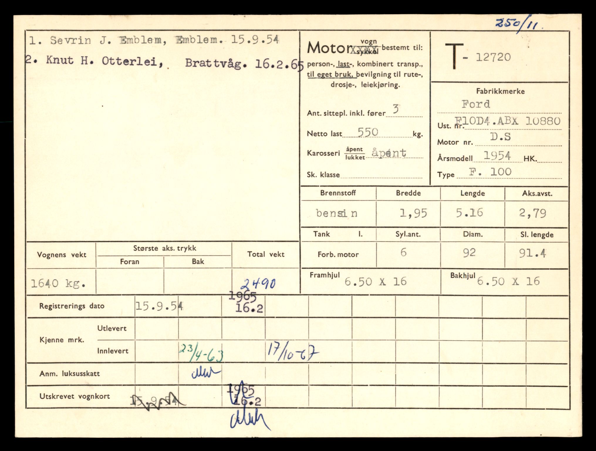 Møre og Romsdal vegkontor - Ålesund trafikkstasjon, AV/SAT-A-4099/F/Fe/L0035: Registreringskort for kjøretøy T 12653 - T 12829, 1927-1998, s. 1278