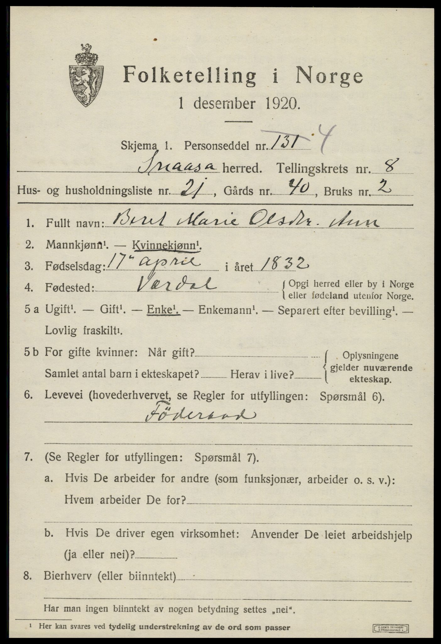 SAT, Folketelling 1920 for 1736 Snåsa herred, 1920, s. 3430