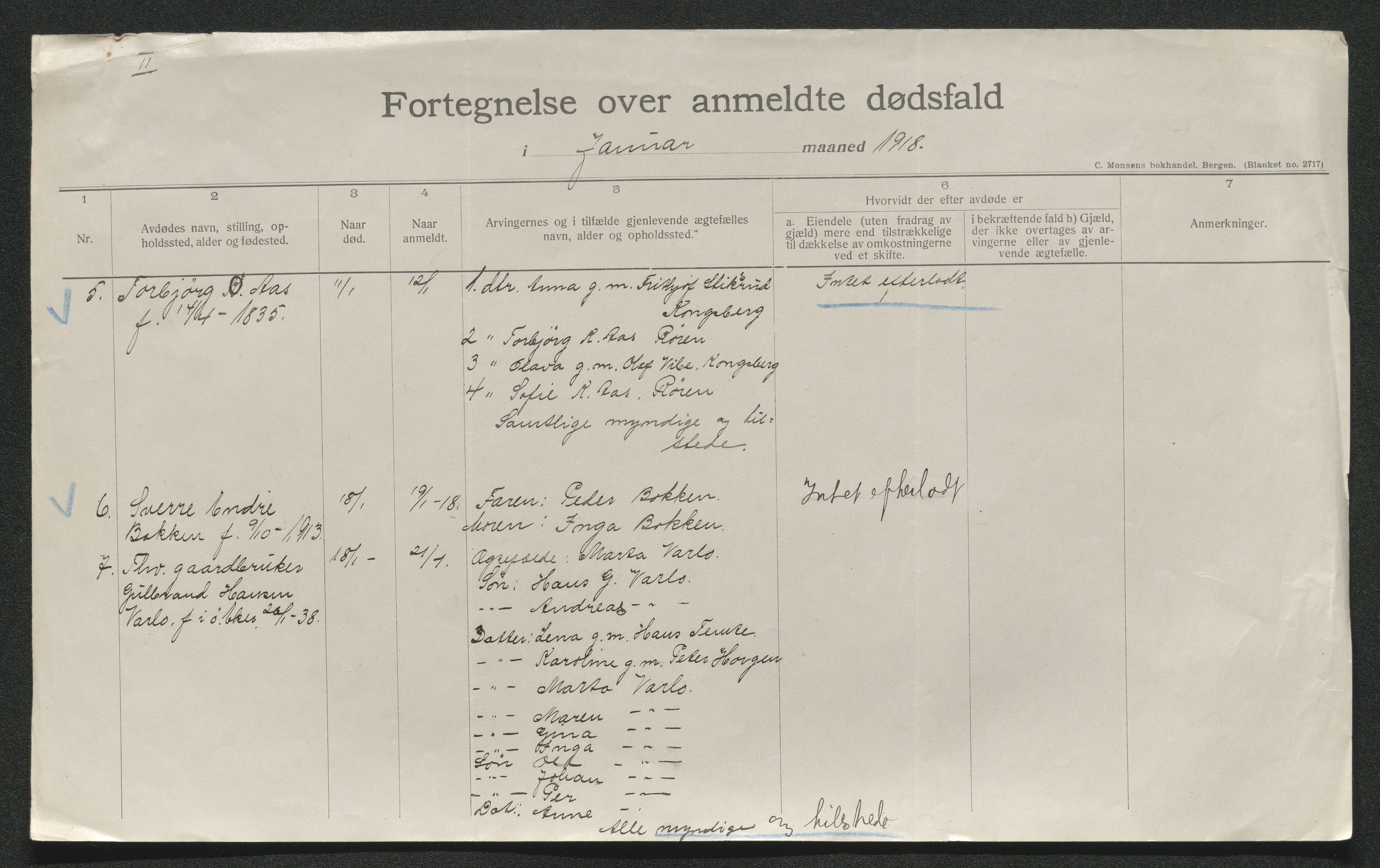 Eiker, Modum og Sigdal sorenskriveri, AV/SAKO-A-123/H/Ha/Hab/L0039: Dødsfallsmeldinger, 1918-1919, s. 407