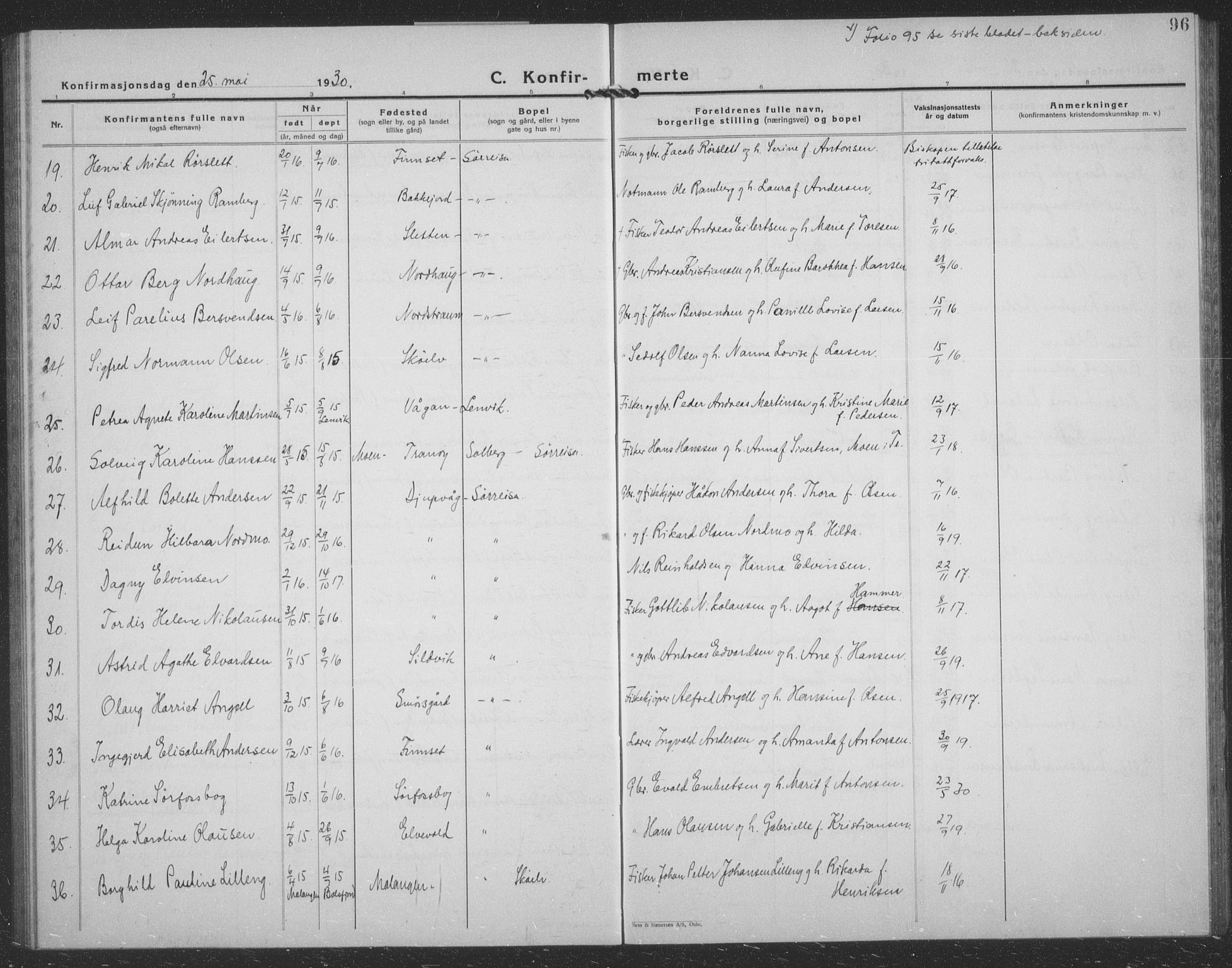 Tranøy sokneprestkontor, SATØ/S-1313/I/Ia/Iab/L0024klokker: Klokkerbok nr. 24, 1929-1943, s. 96