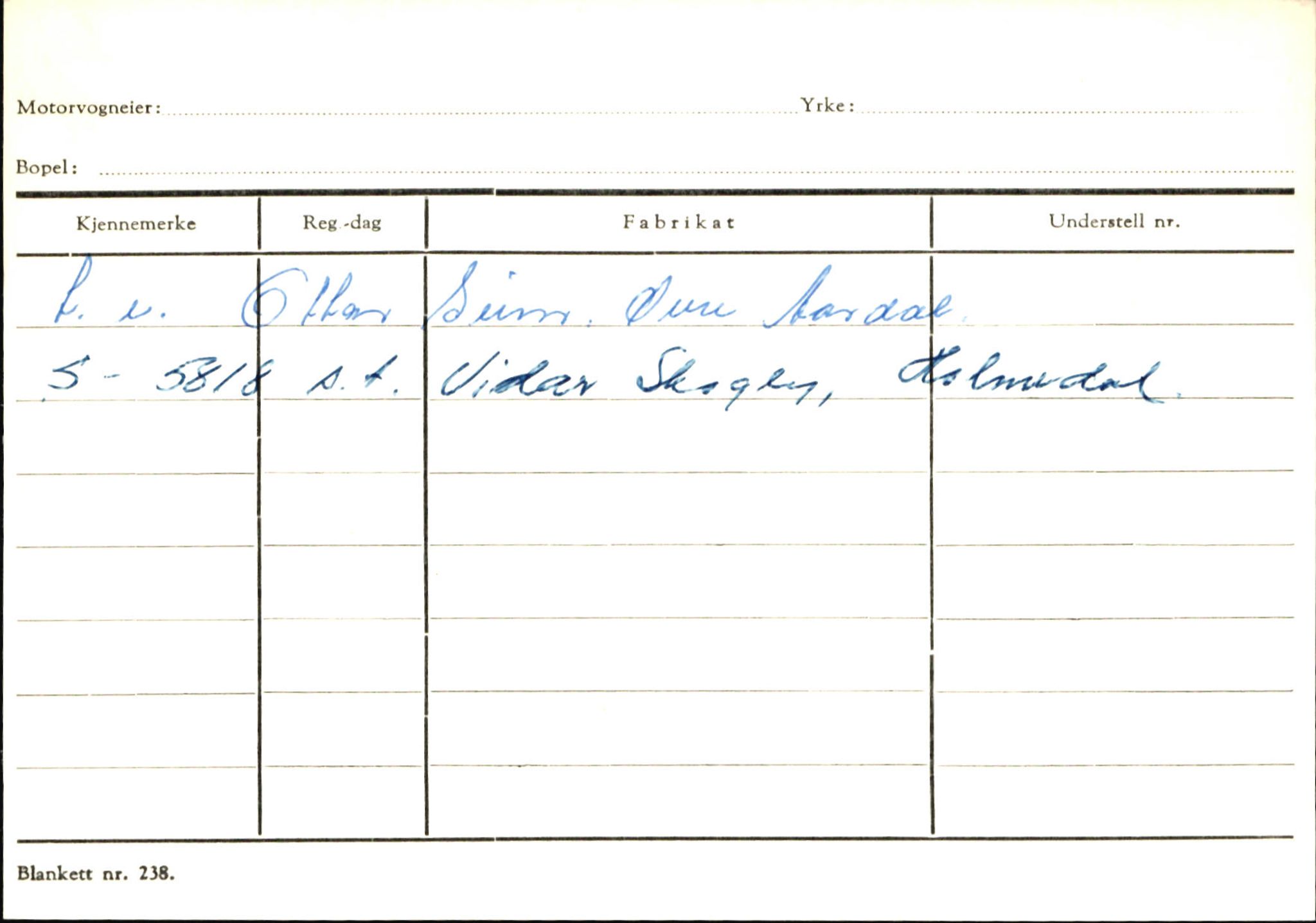 Statens vegvesen, Sogn og Fjordane vegkontor, AV/SAB-A-5301/4/F/L0146: Registerkort Årdal R-Å samt diverse kort, 1945-1975, s. 877