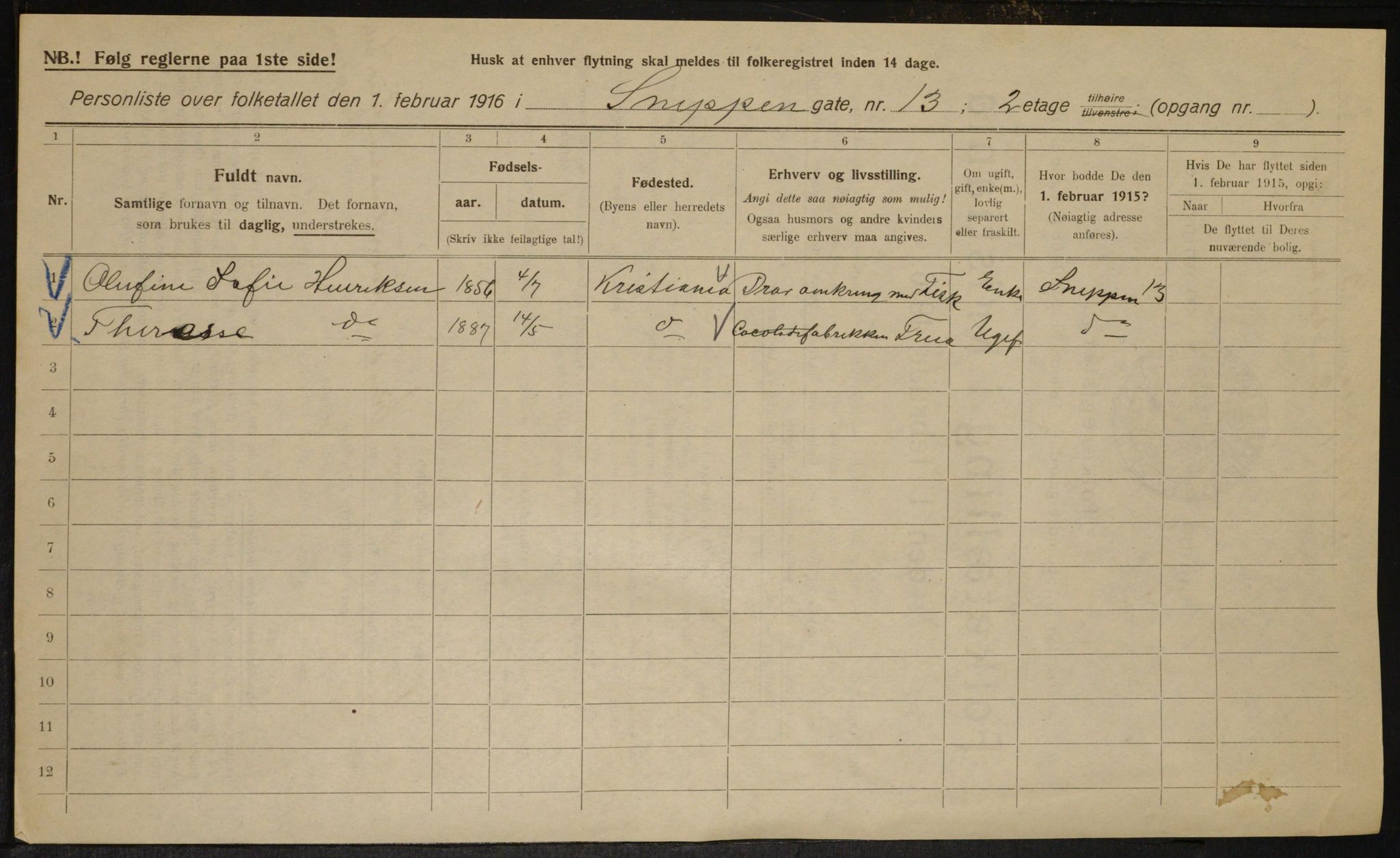 OBA, Kommunal folketelling 1.2.1916 for Kristiania, 1916, s. 100572