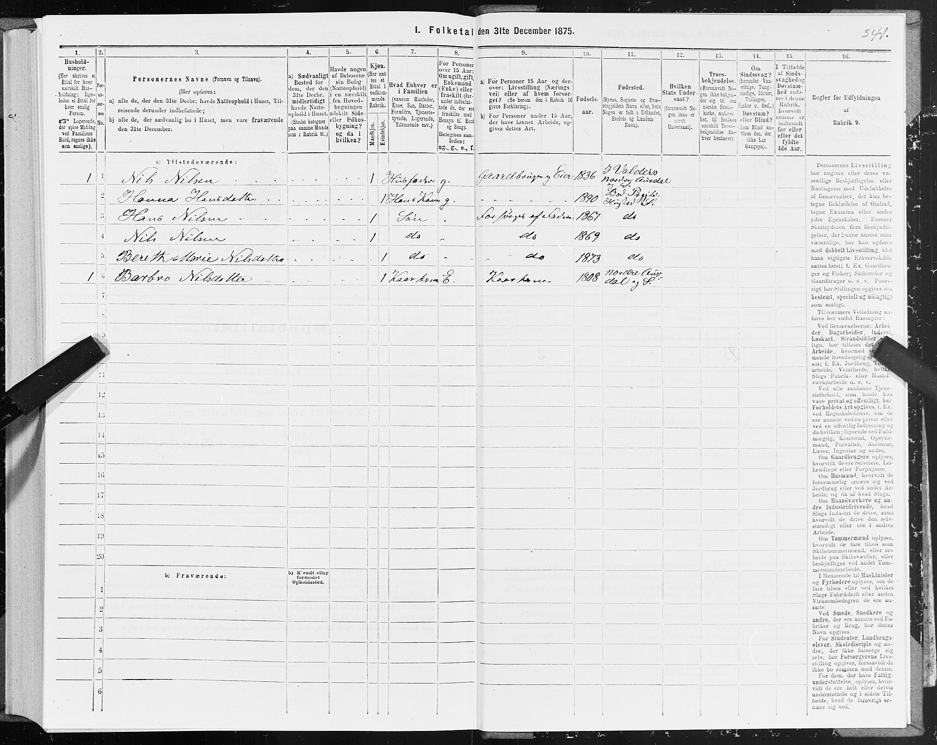 SAT, Folketelling 1875 for 1549P Bud prestegjeld, 1875, s. 1341