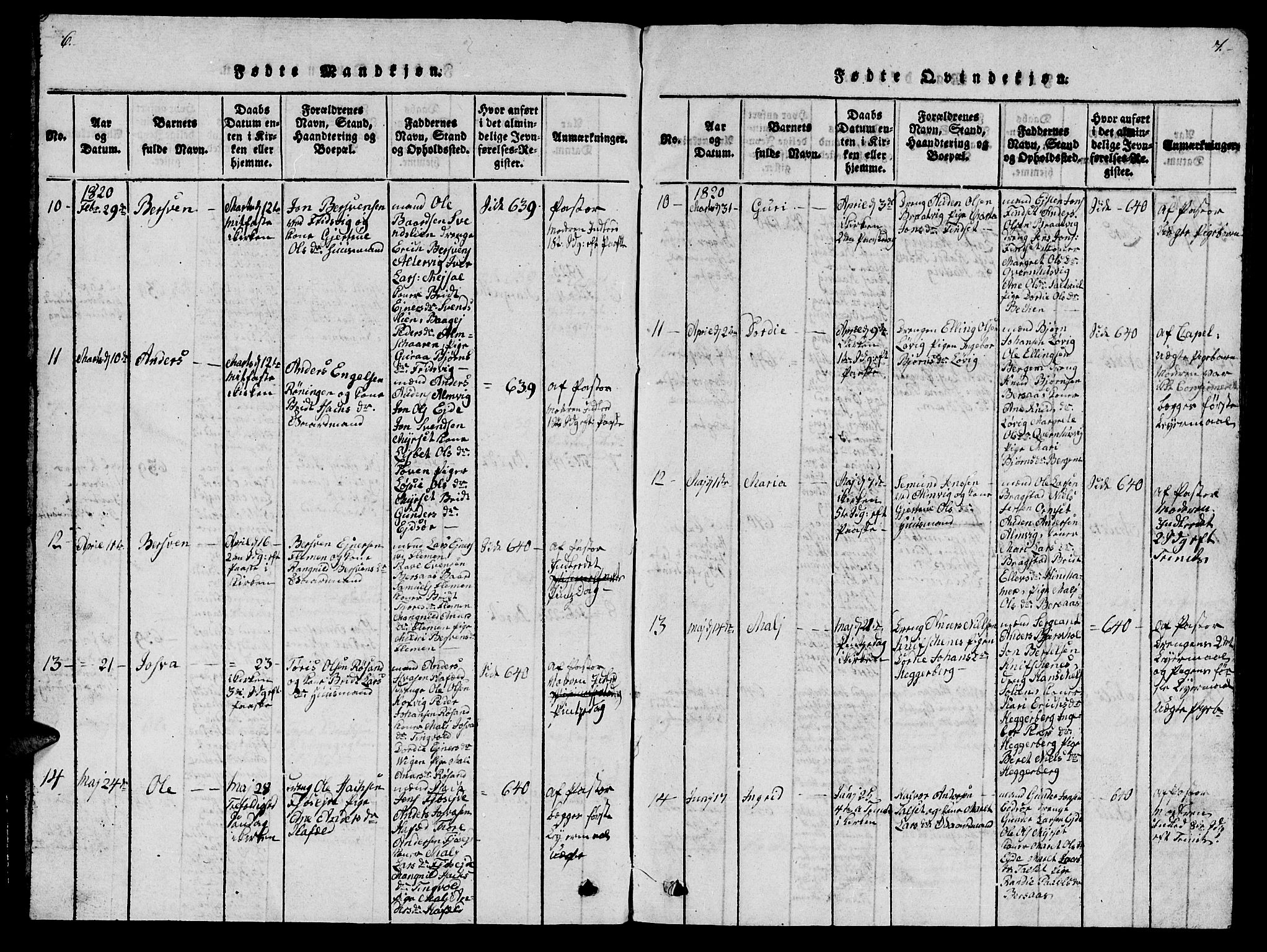 Ministerialprotokoller, klokkerbøker og fødselsregistre - Møre og Romsdal, AV/SAT-A-1454/586/L0990: Klokkerbok nr. 586C01, 1819-1837, s. 6-7