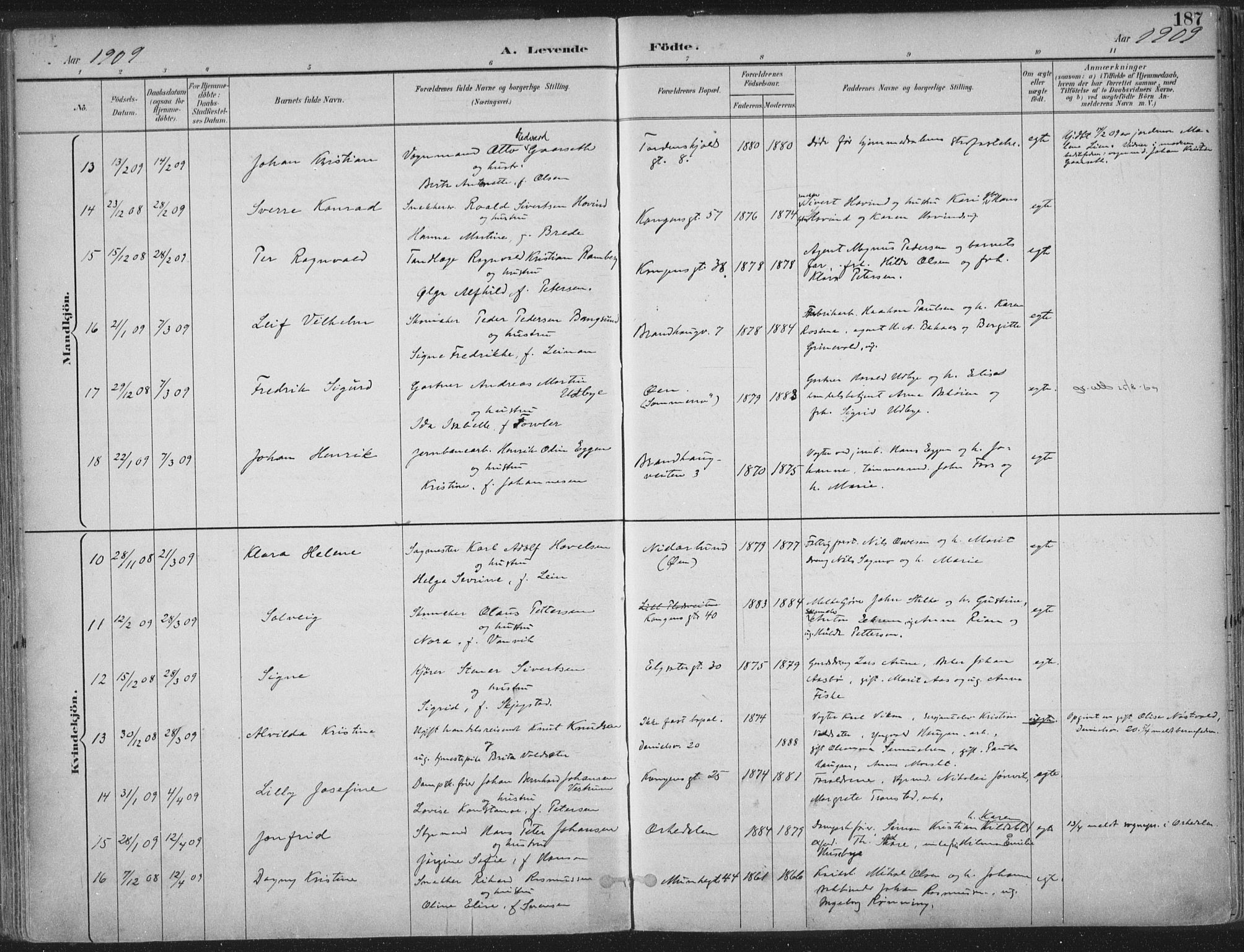 Ministerialprotokoller, klokkerbøker og fødselsregistre - Sør-Trøndelag, SAT/A-1456/601/L0062: Ministerialbok nr. 601A30, 1891-1911, s. 187