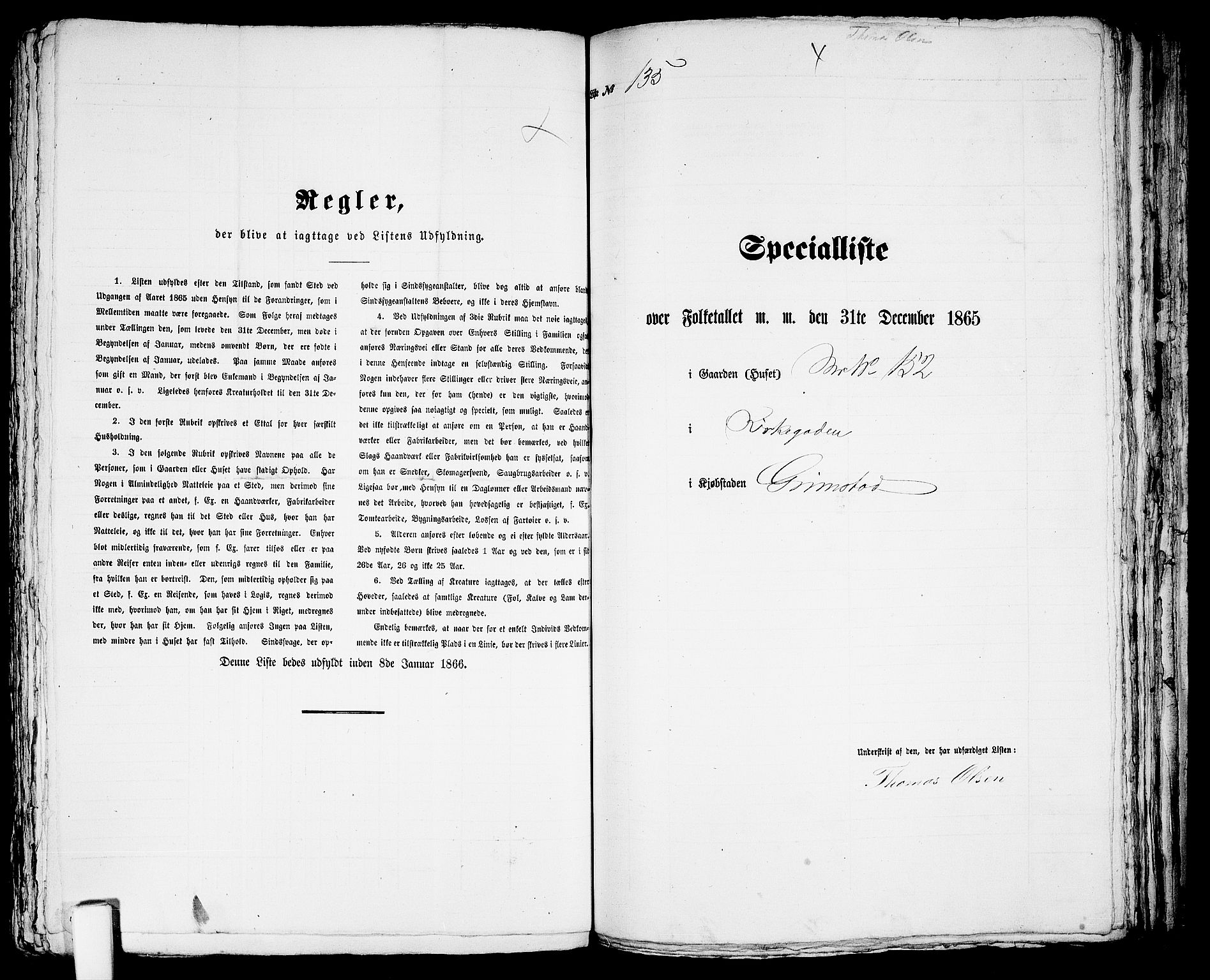 RA, Folketelling 1865 for 0904B Fjære prestegjeld, Grimstad kjøpstad, 1865, s. 275