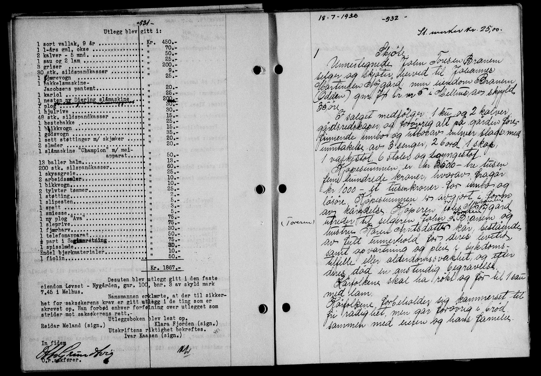 Gauldal sorenskriveri, SAT/A-0014/1/2/2C/L0039: Pantebok nr. 40, 1930-1930, Tingl.dato: 18.07.1930