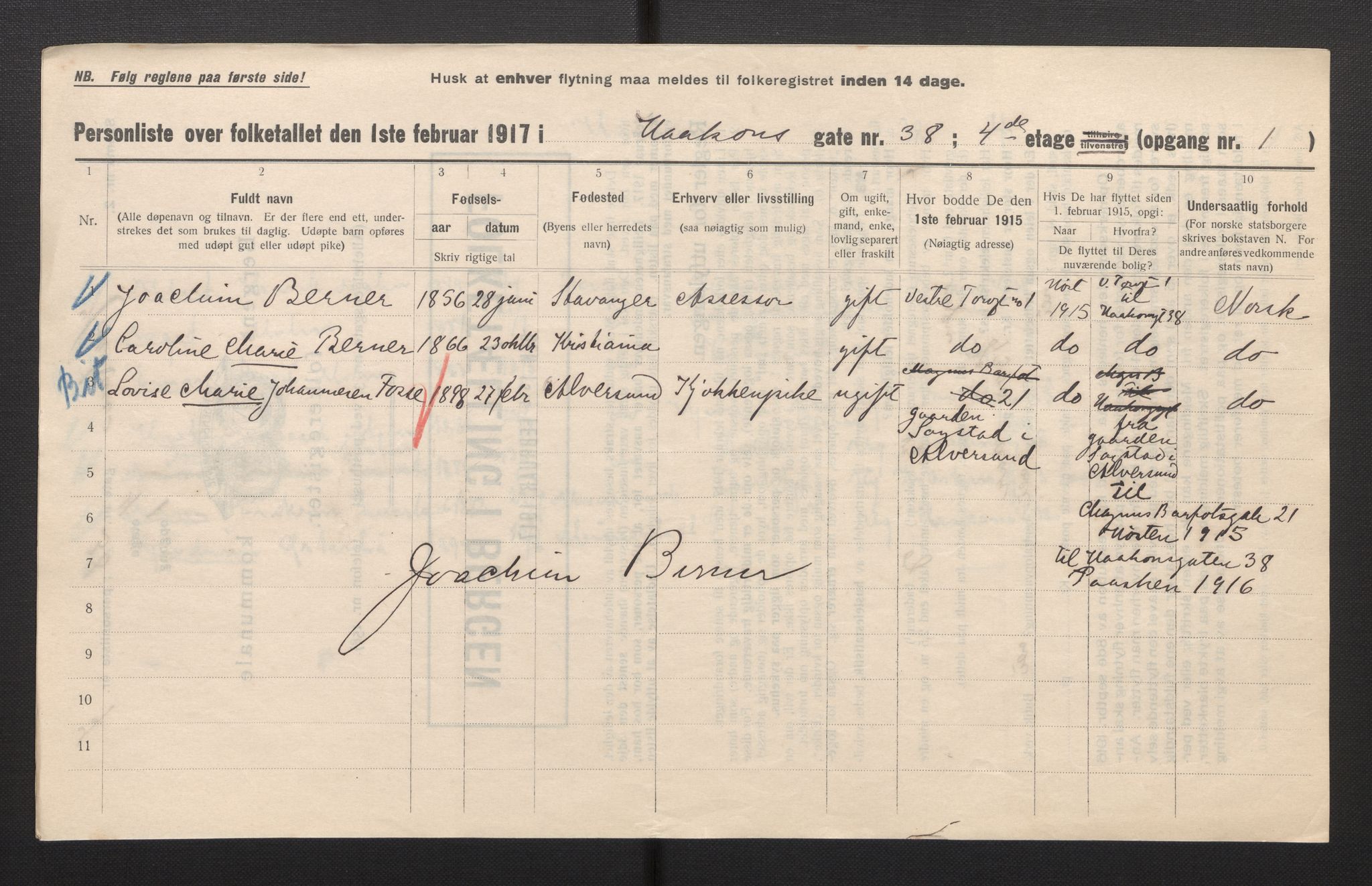 SAB, Kommunal folketelling 1917 for Bergen kjøpstad, 1917, s. 11351
