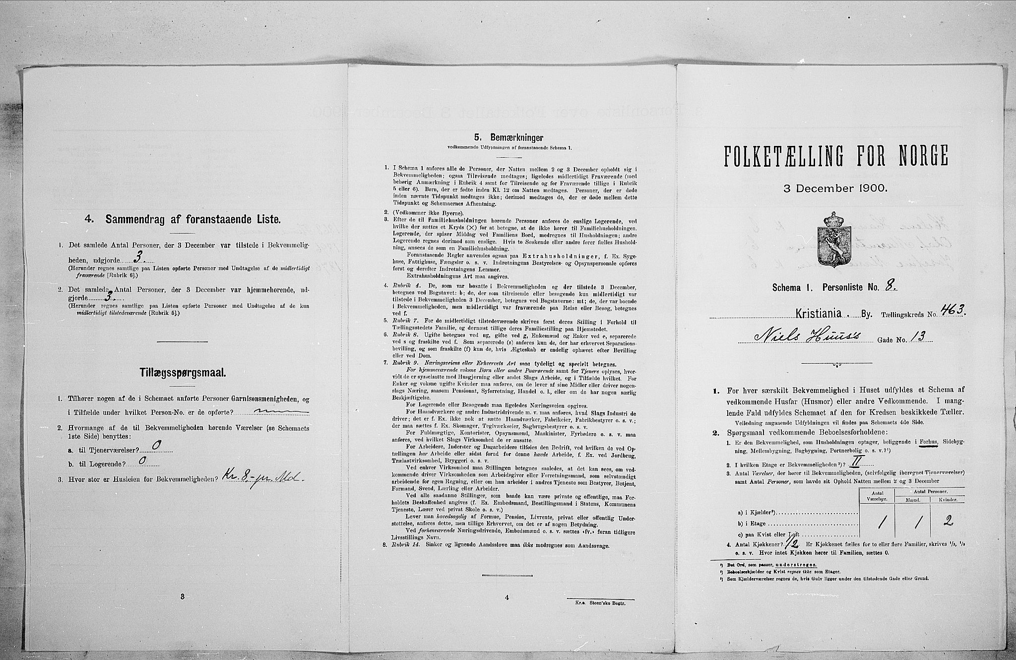 SAO, Folketelling 1900 for 0301 Kristiania kjøpstad, 1900, s. 63525