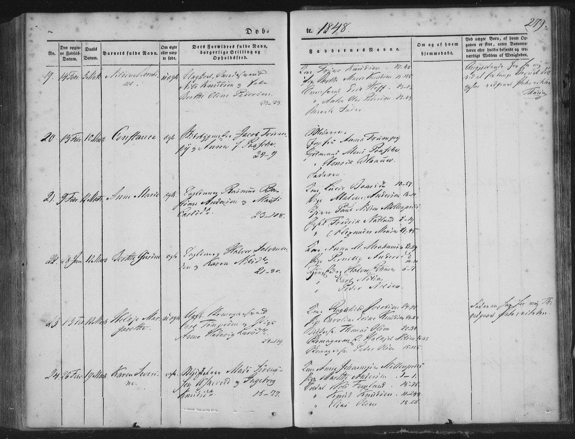 Korskirken sokneprestembete, AV/SAB-A-76101/H/Haa/L0016: Ministerialbok nr. B 2, 1841-1851, s. 279