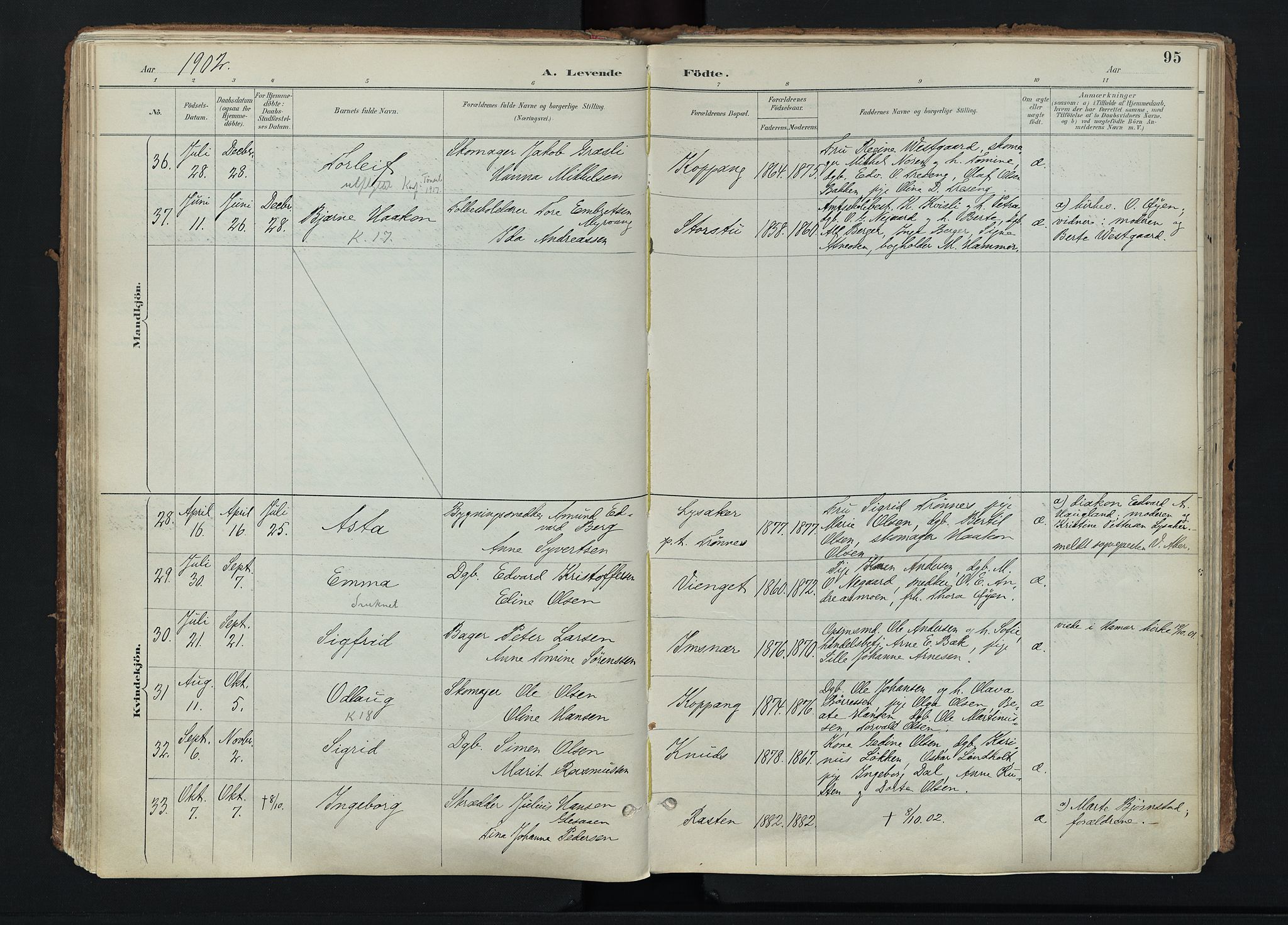 Stor-Elvdal prestekontor, AV/SAH-PREST-052/H/Ha/Haa/L0004: Ministerialbok nr. 4, 1890-1922, s. 95