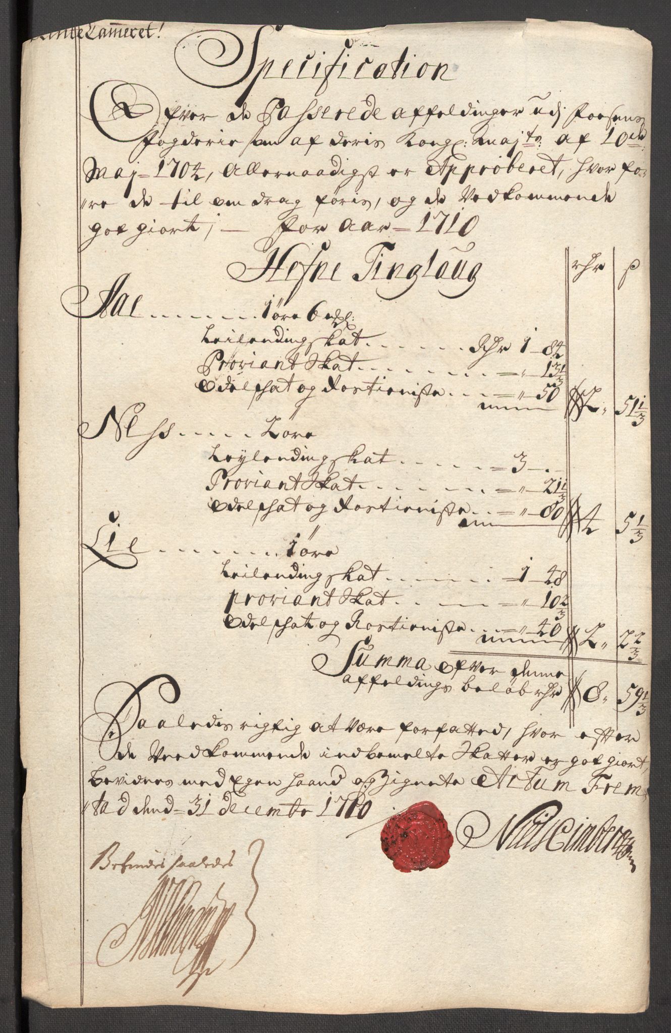 Rentekammeret inntil 1814, Reviderte regnskaper, Fogderegnskap, RA/EA-4092/R57/L3859: Fogderegnskap Fosen, 1710, s. 152