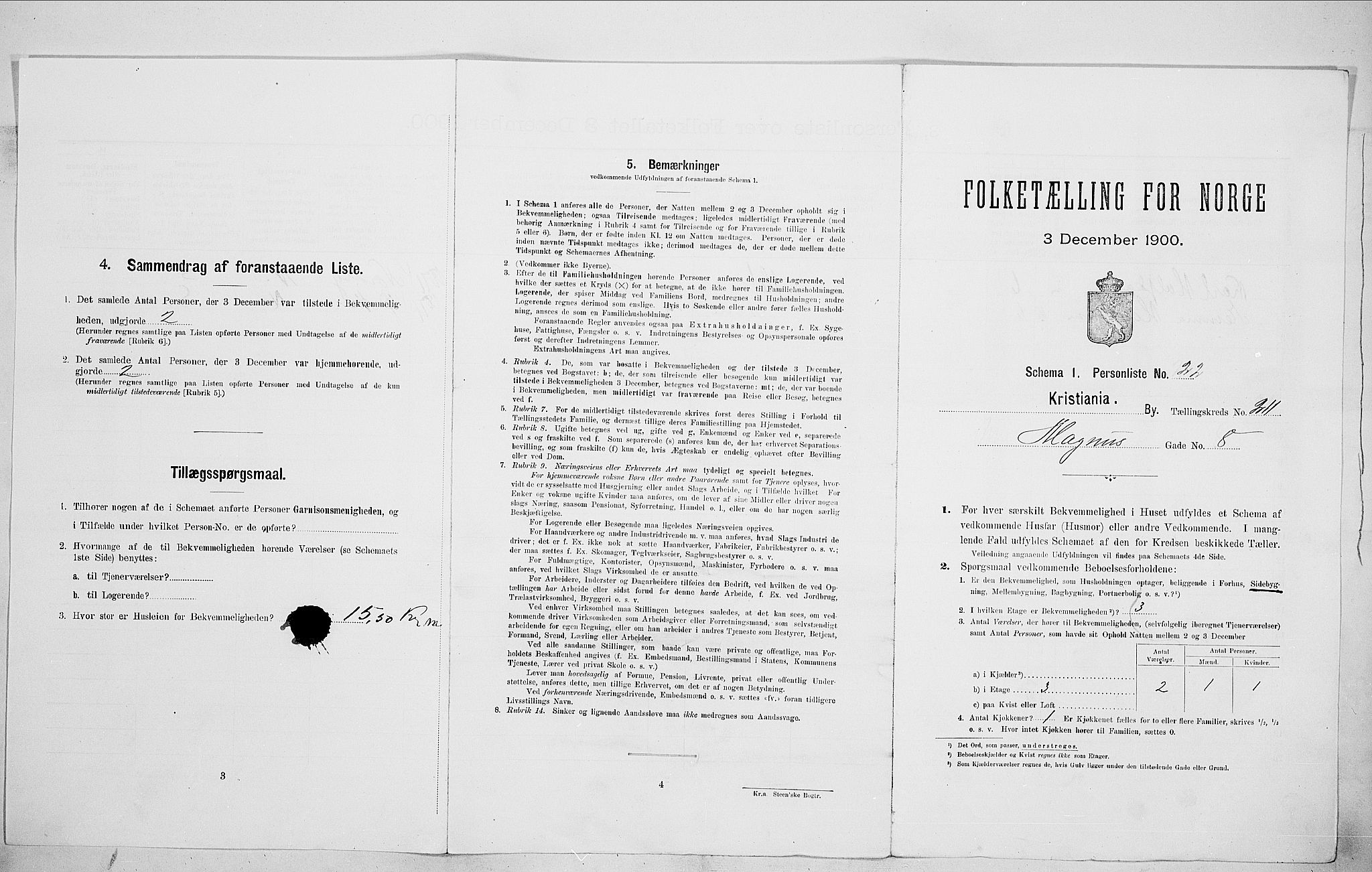 SAO, Folketelling 1900 for 0301 Kristiania kjøpstad, 1900, s. 53915