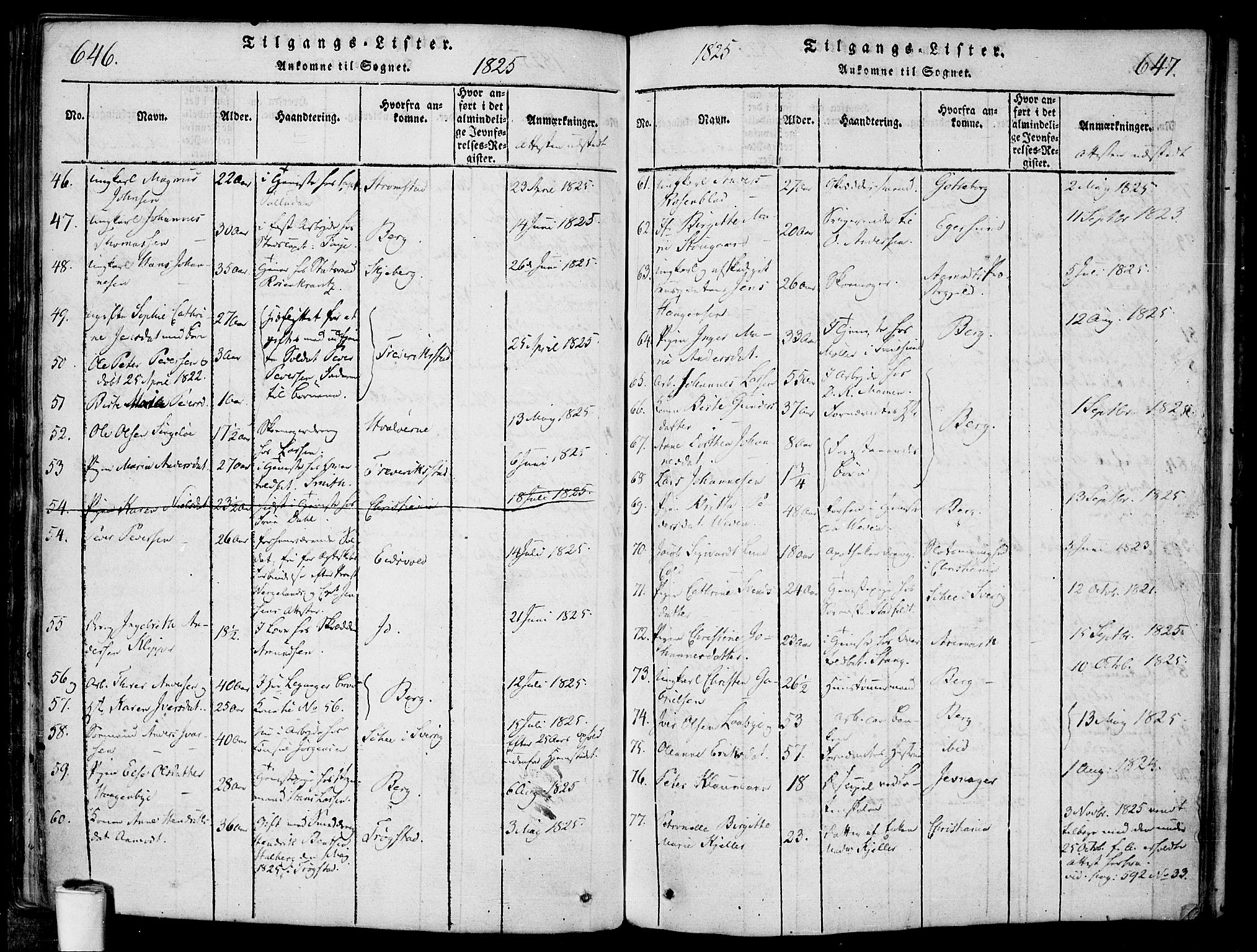 Halden prestekontor Kirkebøker, AV/SAO-A-10909/F/Fa/L0003: Ministerialbok nr. I 3, 1815-1834, s. 646-647