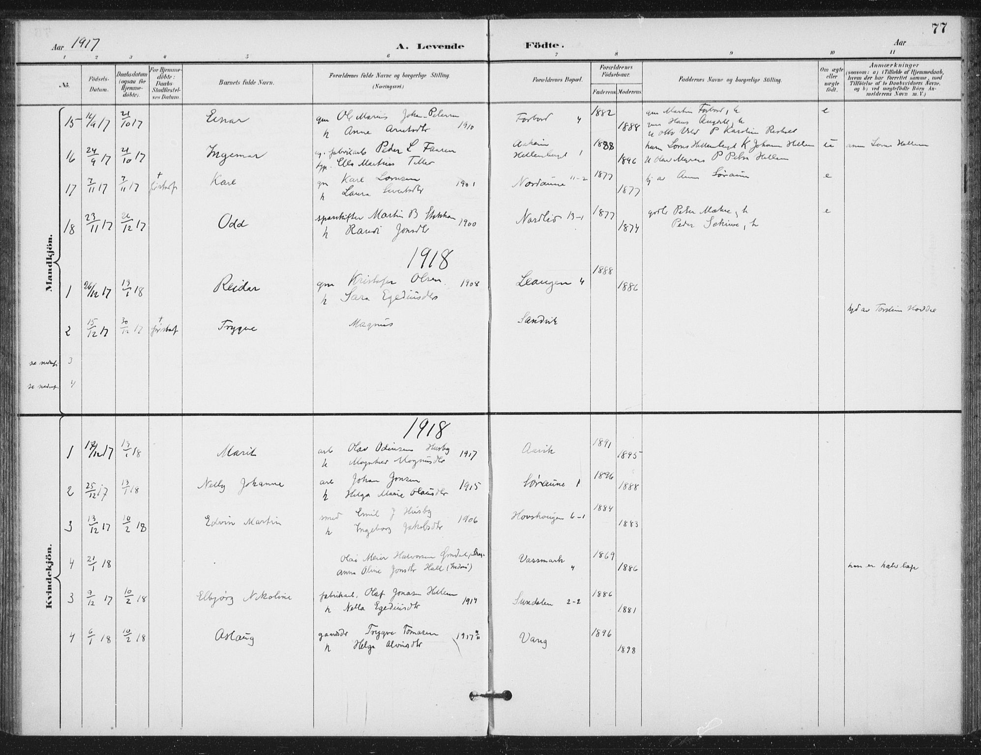 Ministerialprotokoller, klokkerbøker og fødselsregistre - Nord-Trøndelag, AV/SAT-A-1458/714/L0131: Ministerialbok nr. 714A02, 1896-1918, s. 77