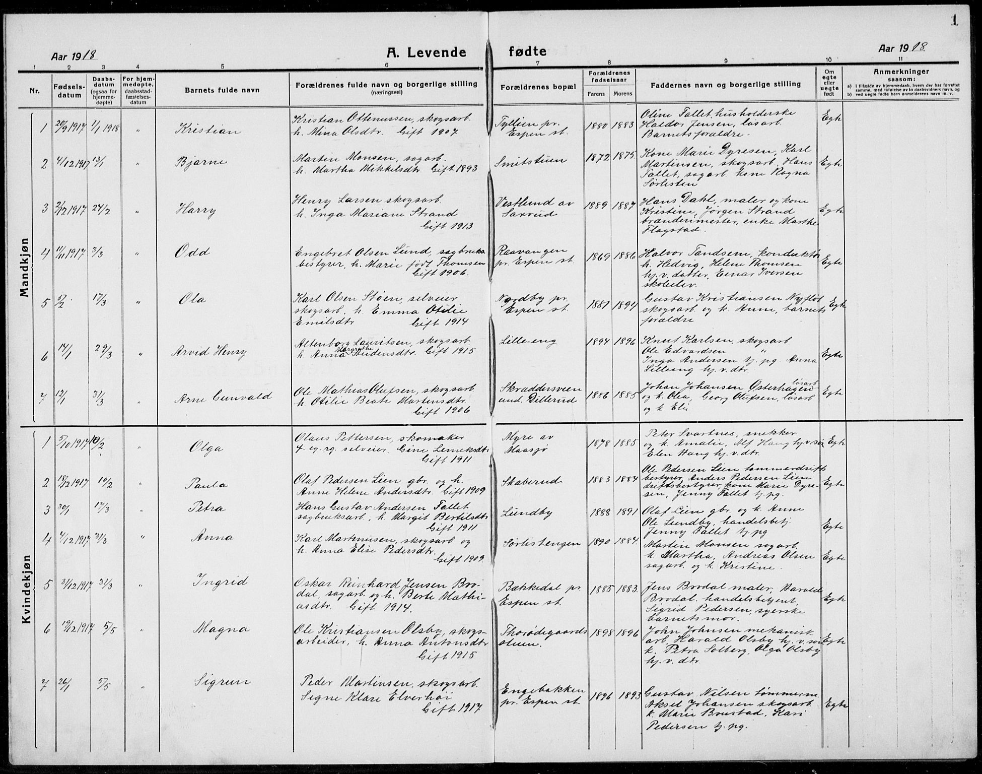 Stange prestekontor, SAH/PREST-002/L/L0017: Klokkerbok nr. 17, 1918-1936, s. 1