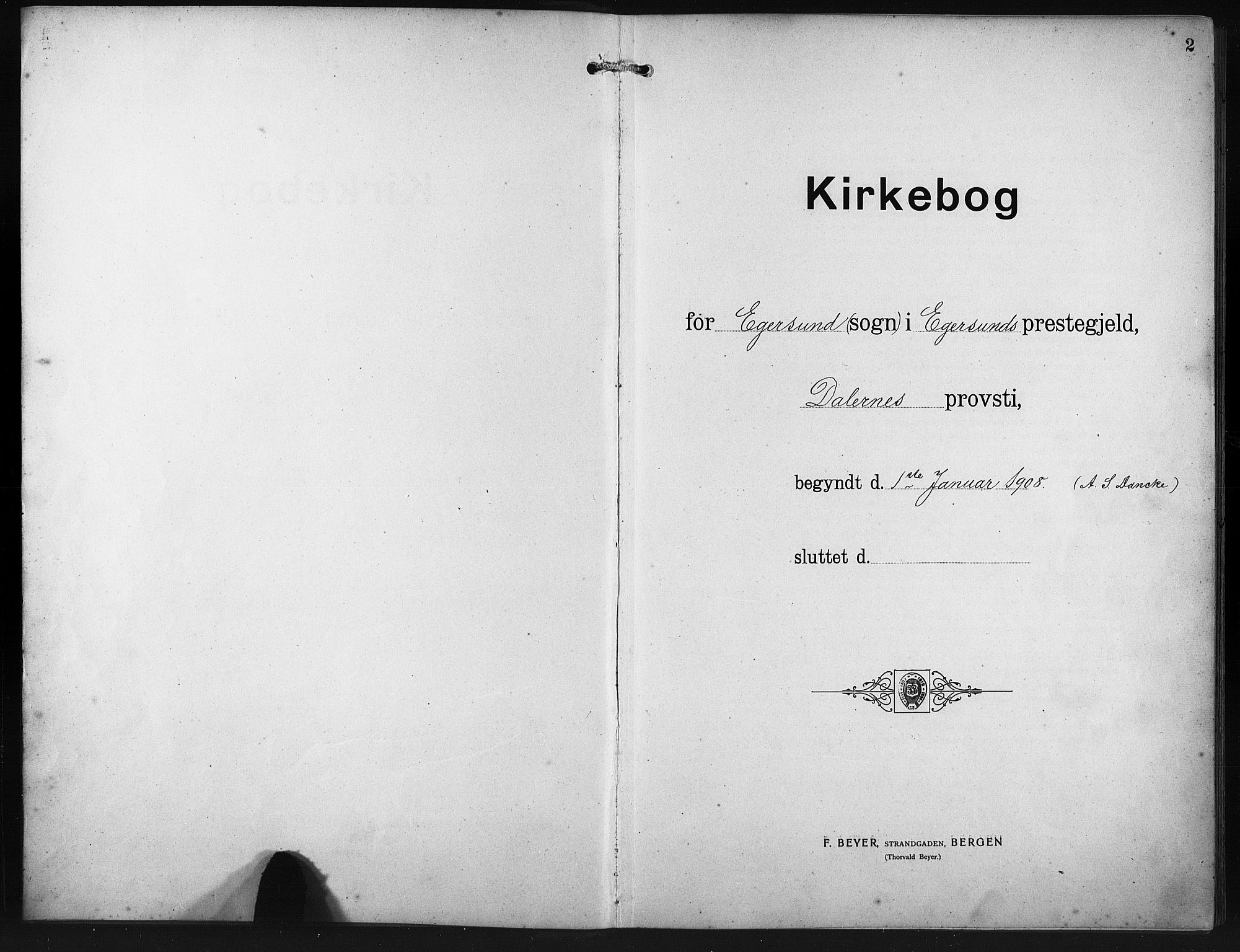 Eigersund sokneprestkontor, SAST/A-101807/S09/L0012: Klokkerbok nr. B 12, 1908-1930, s. 2