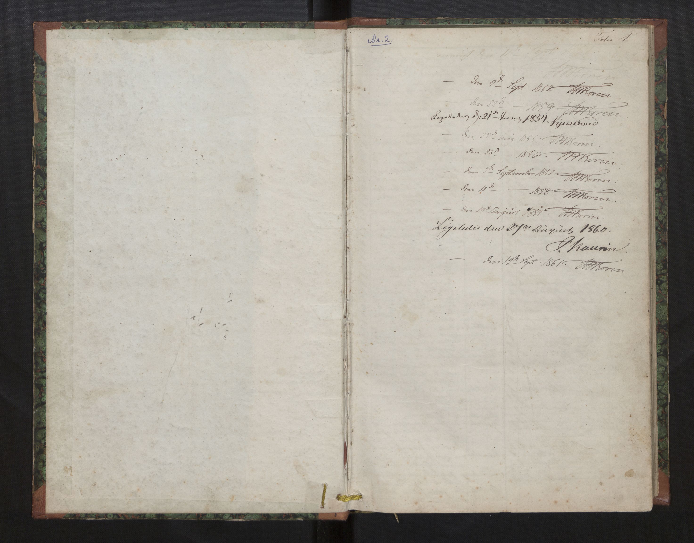 Davik sokneprestembete, AV/SAB-A-79701/H/Hb/Hba/L0002: Kommunikantprotokoll nr. 2, 1851-1862, s. 1