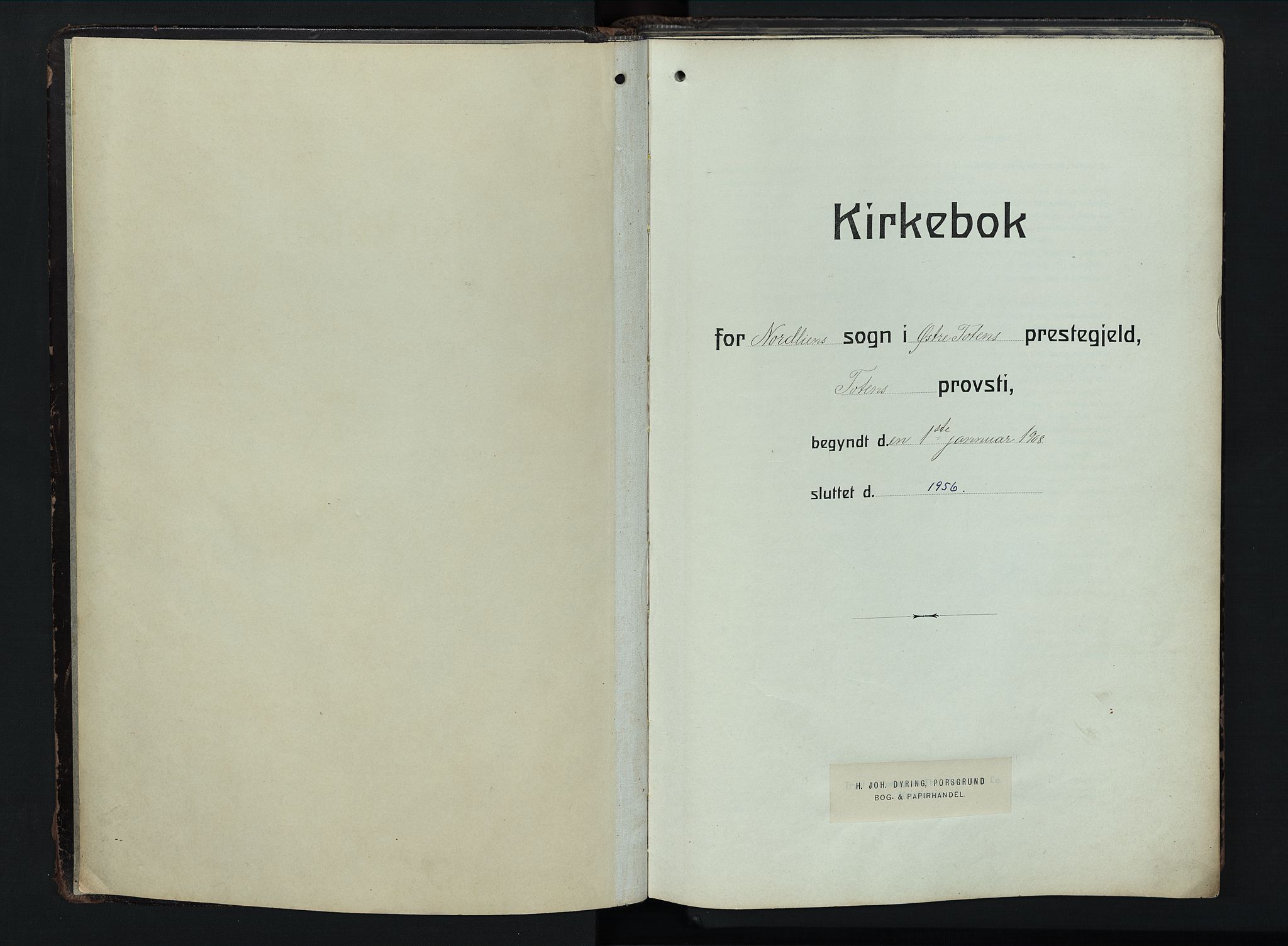 Østre Toten prestekontor, AV/SAH-PREST-104/H/Ha/Hab/L0009: Klokkerbok nr. 9, 1908-1956