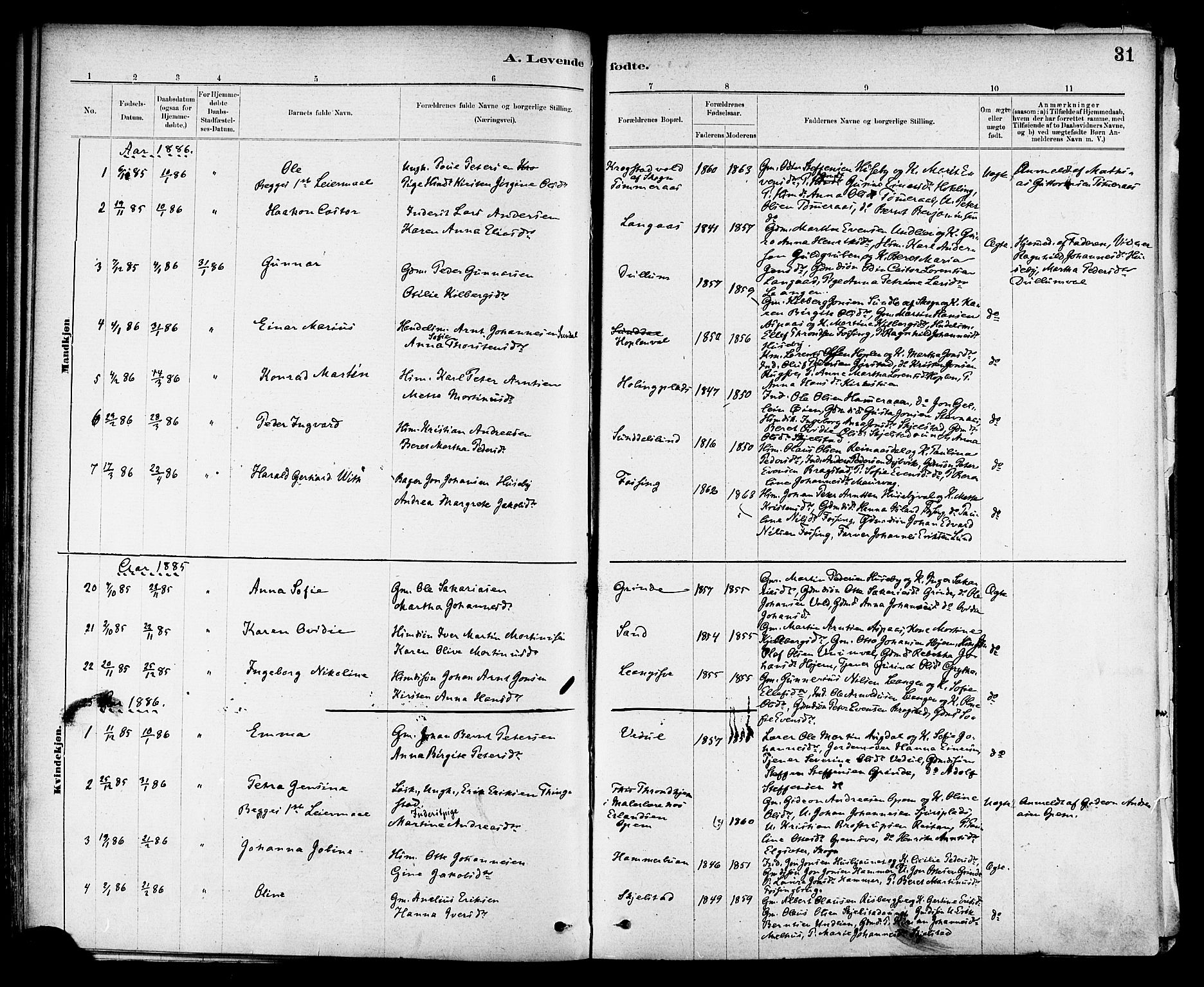 Ministerialprotokoller, klokkerbøker og fødselsregistre - Nord-Trøndelag, SAT/A-1458/714/L0130: Ministerialbok nr. 714A01, 1878-1895, s. 31
