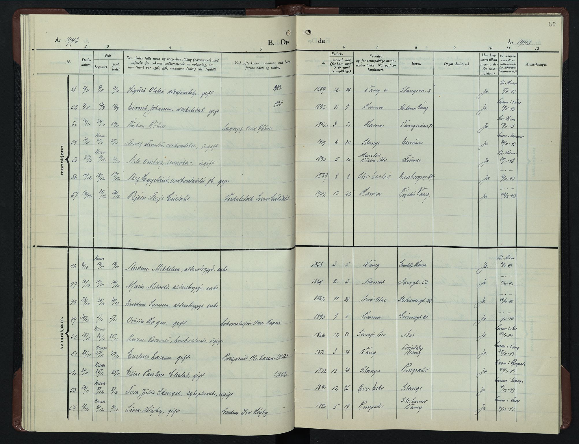 Hamar prestekontor, AV/SAH-DOMPH-002/H/Ha/Hab/L0007: Klokkerbok nr. 7, 1933-1950, s. 60