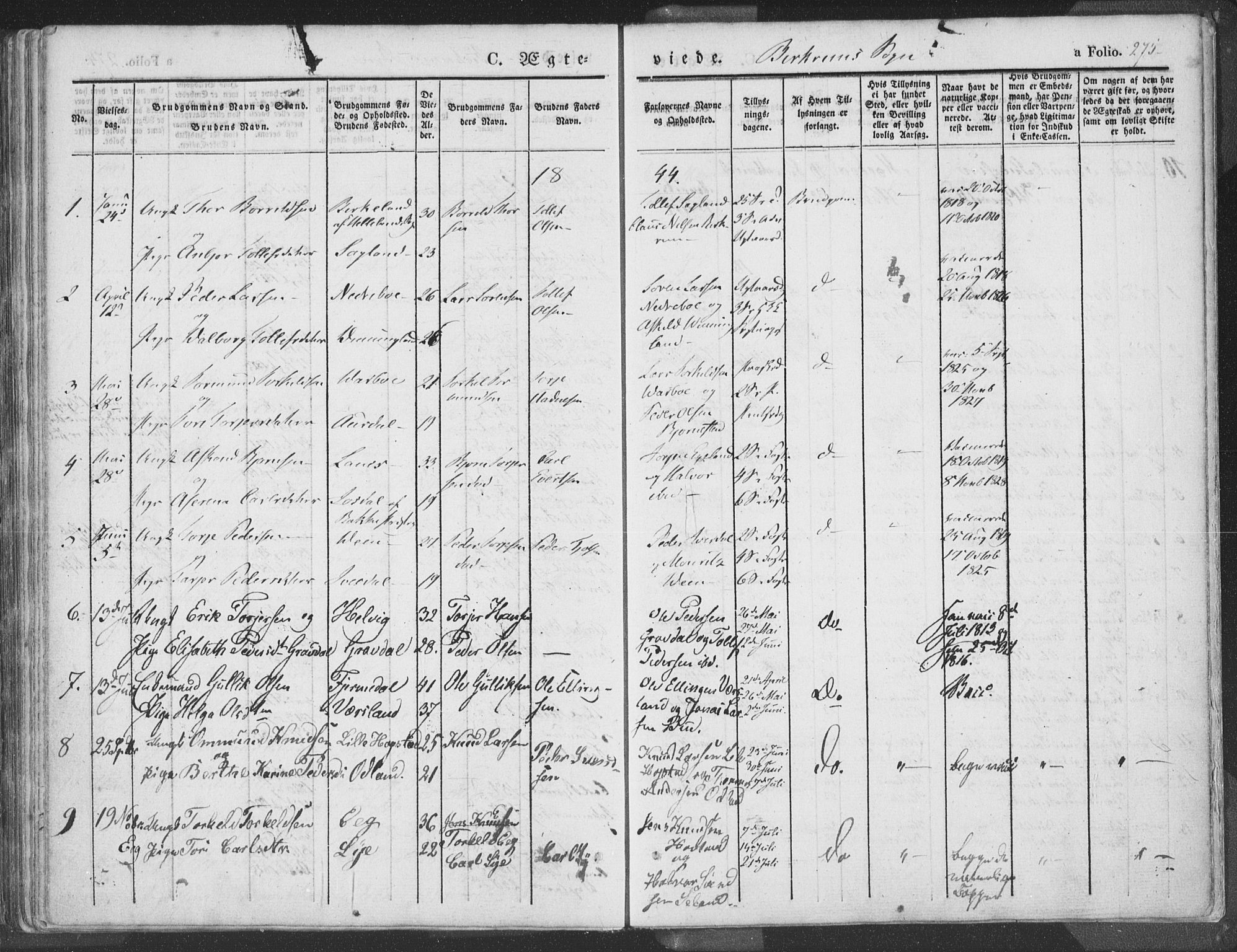 Helleland sokneprestkontor, SAST/A-101810: Ministerialbok nr. A 6.1, 1834-1863, s. 275