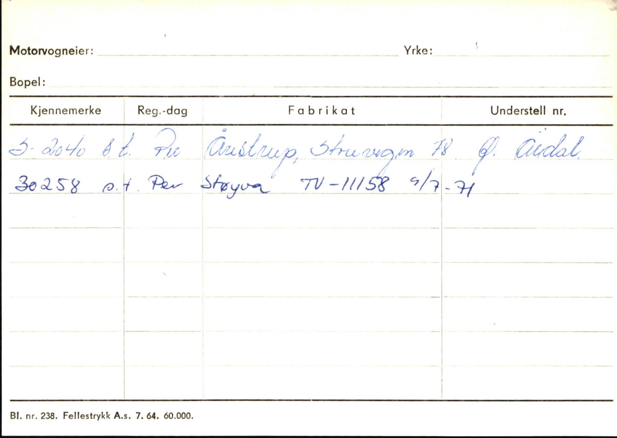 Statens vegvesen, Sogn og Fjordane vegkontor, AV/SAB-A-5301/4/F/L0145: Registerkort Vågsøy S-Å. Årdal I-P, 1945-1975, s. 1151