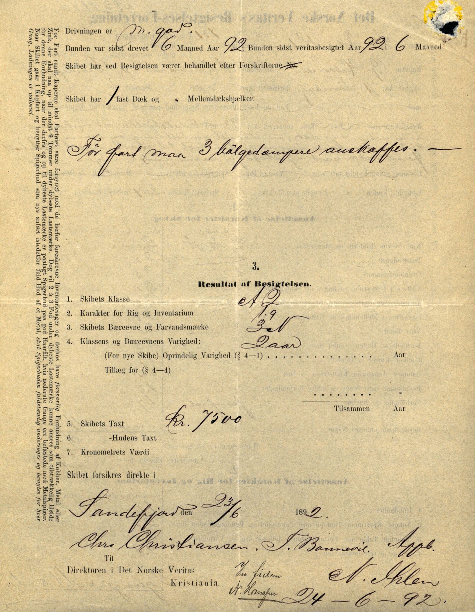 Pa 63 - Østlandske skibsassuranceforening, VEMU/A-1079/G/Ga/L0029/0005: Havaridokumenter / Empress, Else Kathrine, Elida, Vikingstad, Væni, 1892