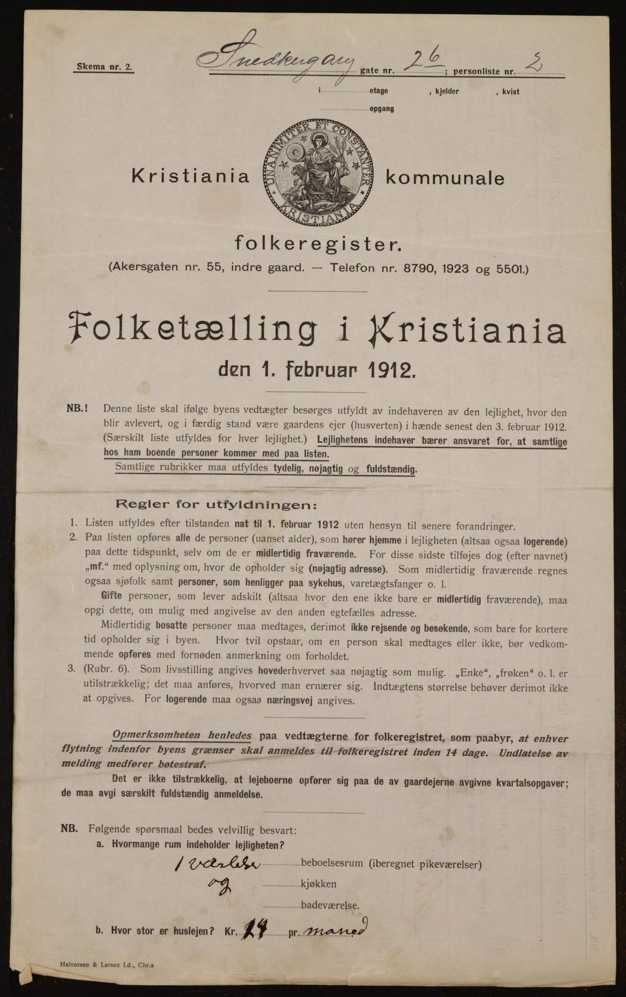 OBA, Kommunal folketelling 1.2.1912 for Kristiania, 1912, s. 98264