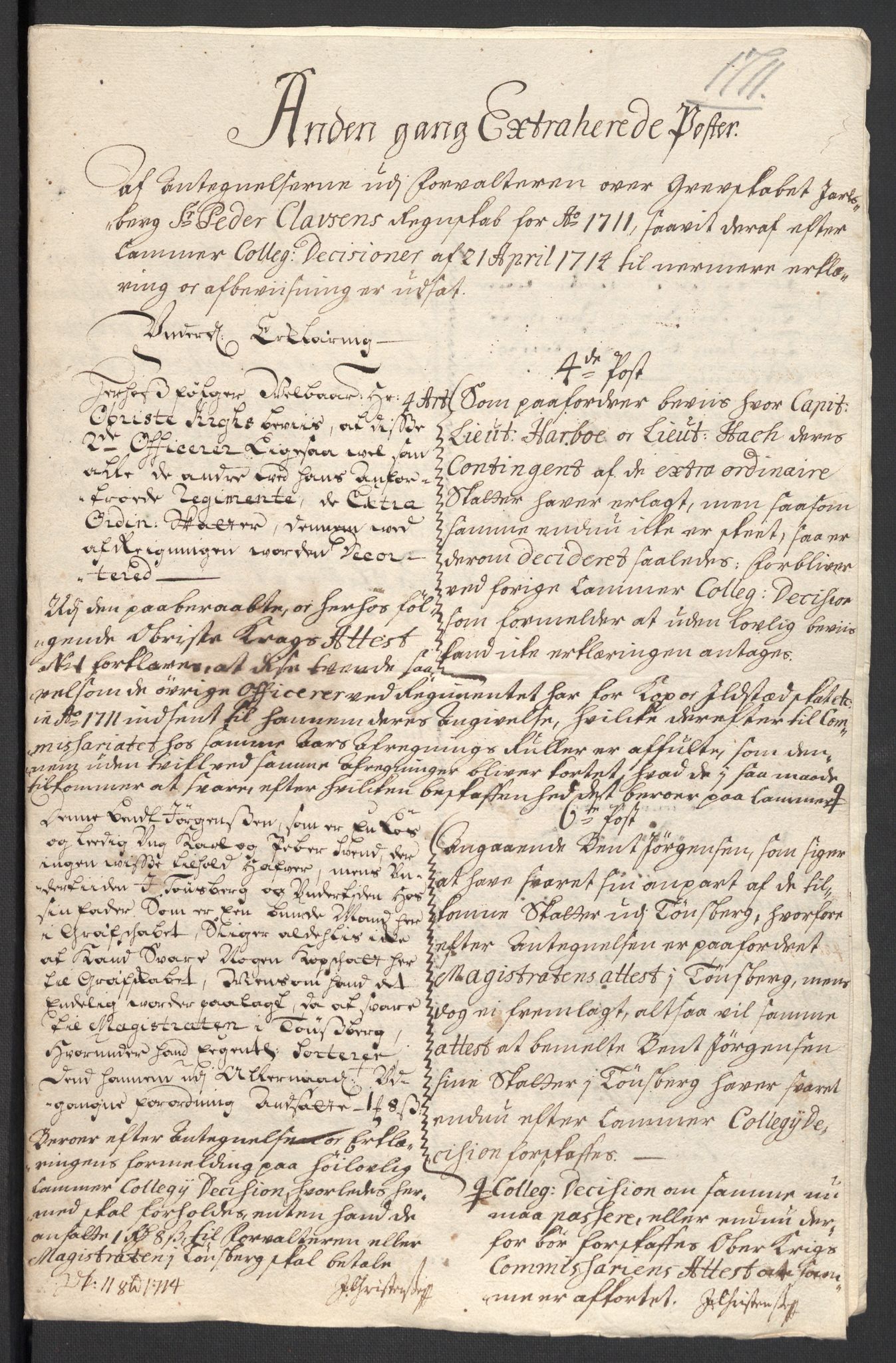 Rentekammeret inntil 1814, Reviderte regnskaper, Fogderegnskap, RA/EA-4092/R32/L1876: Fogderegnskap Jarlsberg grevskap, 1711, s. 500