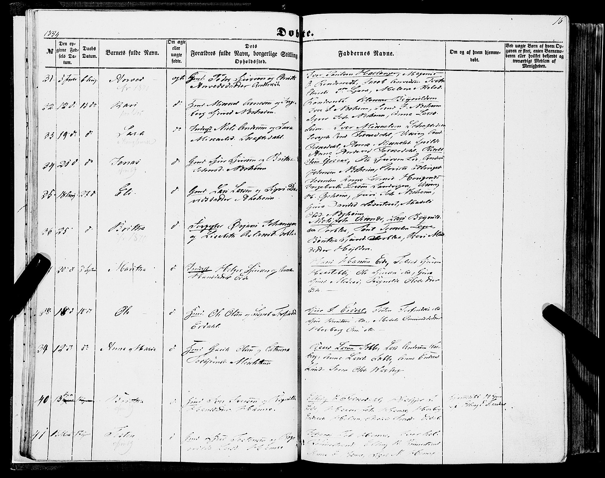 Ulvik sokneprestembete, AV/SAB-A-78801/H/Haa: Ministerialbok nr. A 13, 1853-1863, s. 16