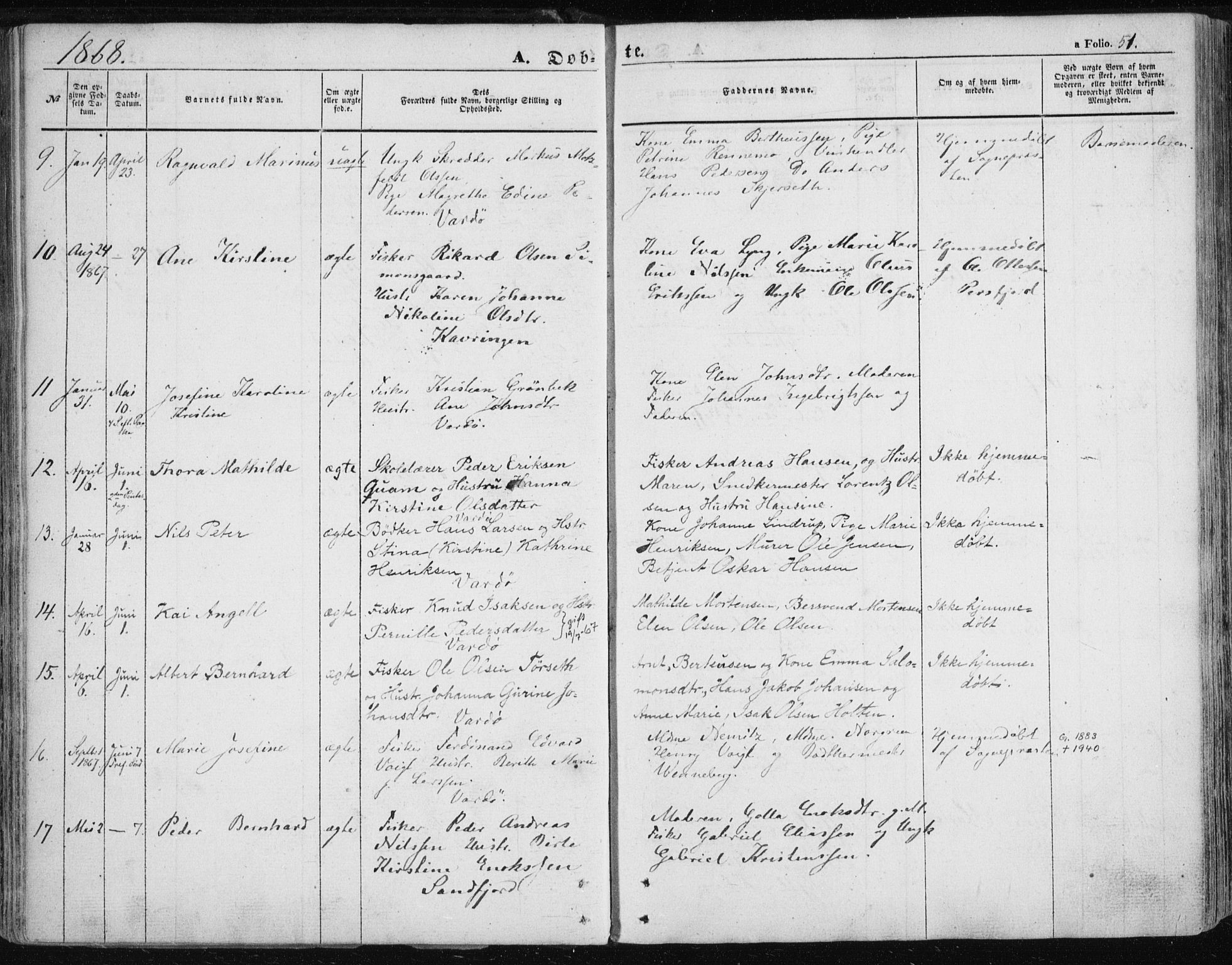 Vardø sokneprestkontor, AV/SATØ-S-1332/H/Ha/L0004kirke: Ministerialbok nr. 4, 1862-1871, s. 51