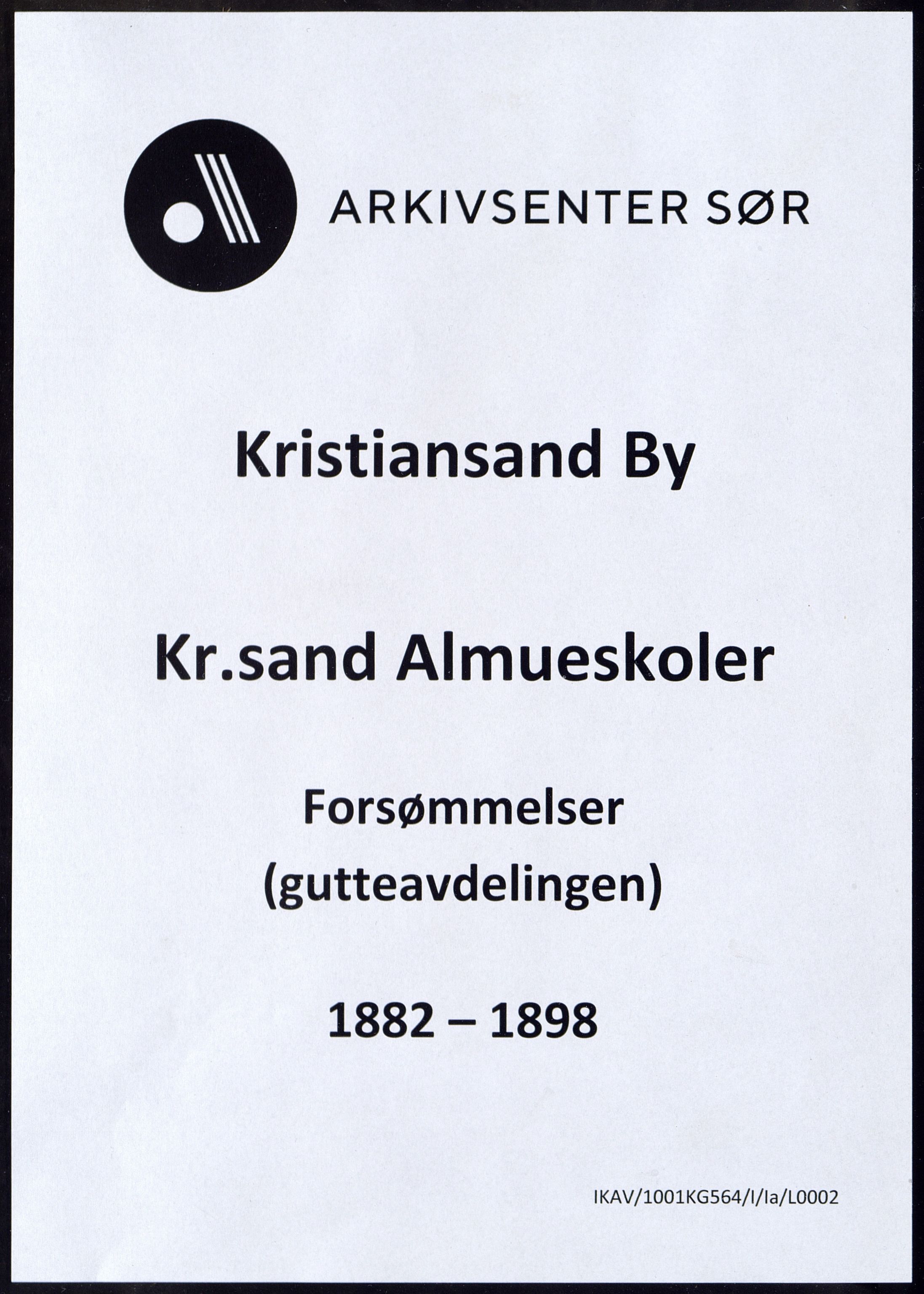 Kristiansand By - Kr. Sand Almueskoler, ARKSOR/1001KG564/I/Ia/L0002: Forsømmelser (gutteavdeling), 1882-1898