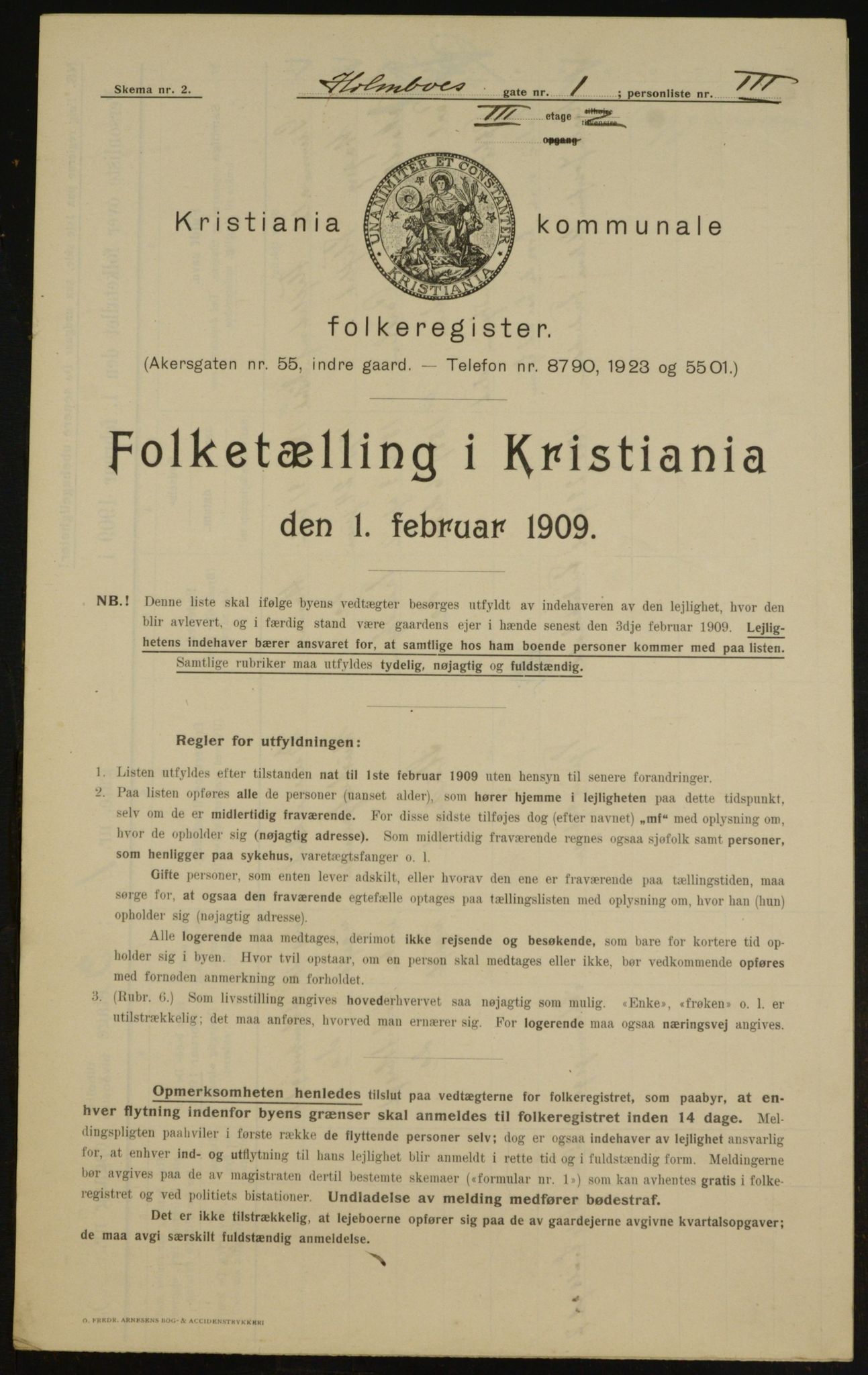 OBA, Kommunal folketelling 1.2.1909 for Kristiania kjøpstad, 1909, s. 36956