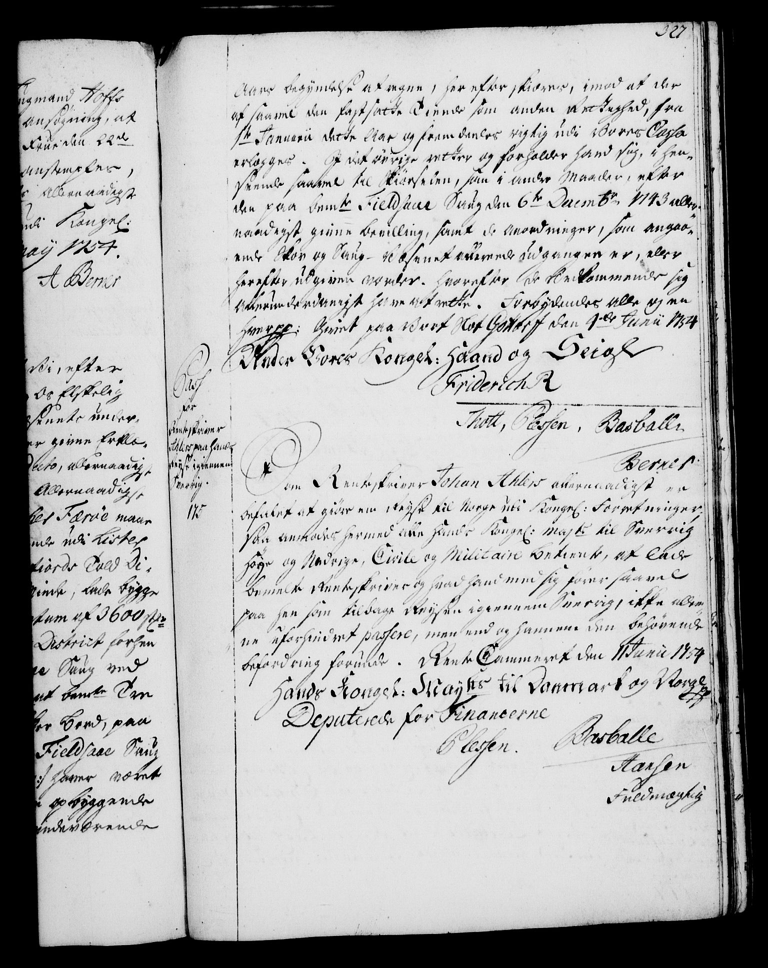 Rentekammeret, Kammerkanselliet, AV/RA-EA-3111/G/Gg/Gga/L0006: Norsk ekspedisjonsprotokoll med register (merket RK 53.6), 1749-1759, s. 327