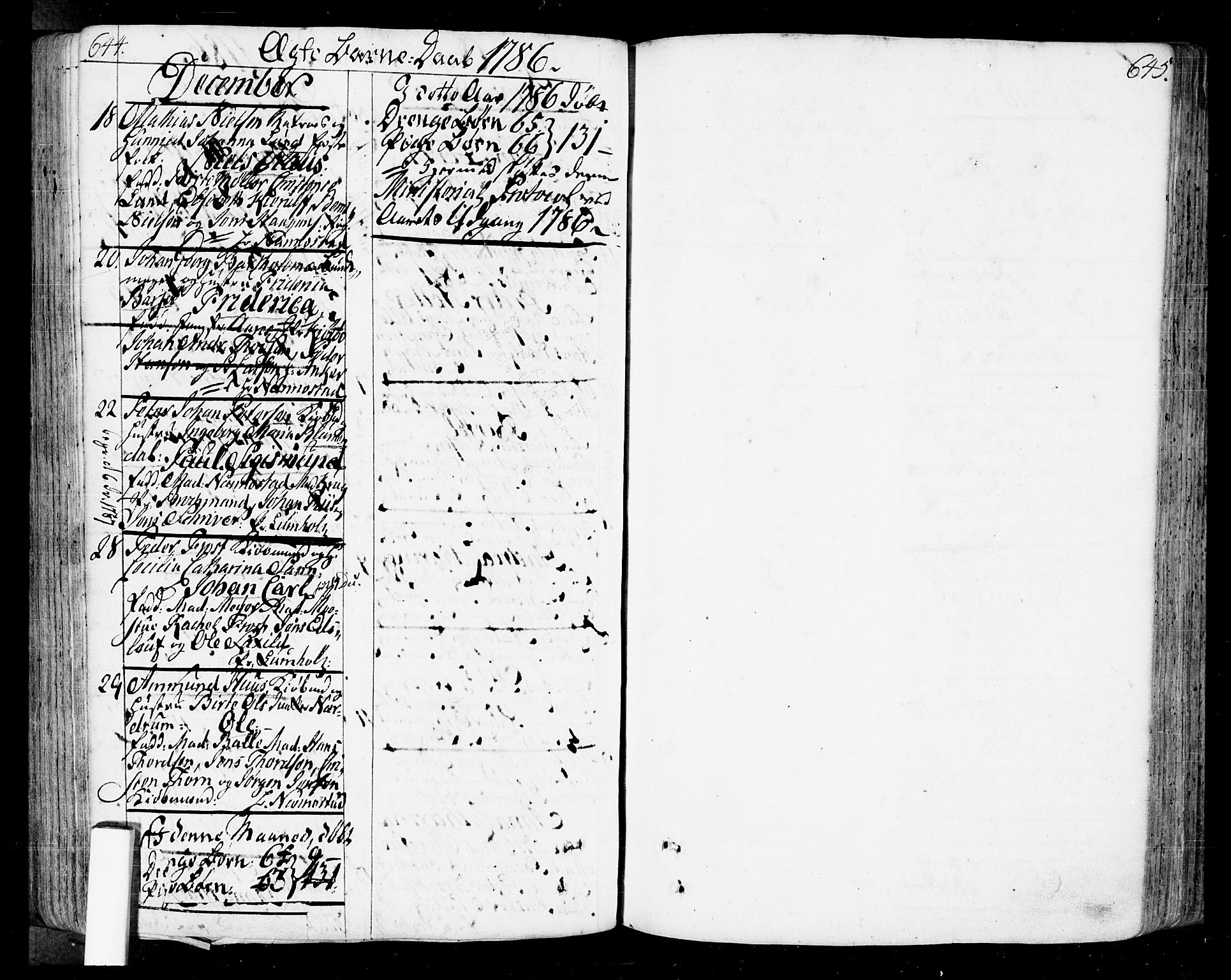 Oslo domkirke Kirkebøker, SAO/A-10752/F/Fa/L0004: Ministerialbok nr. 4, 1743-1786, s. 644-645