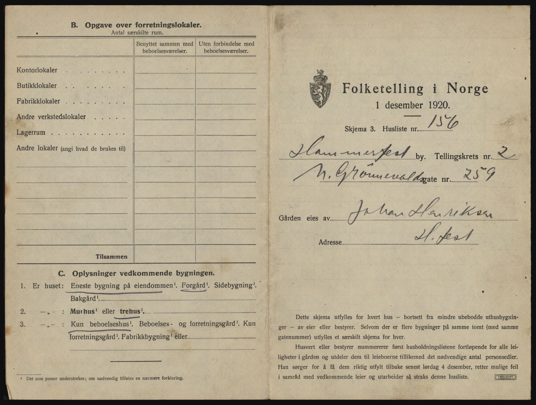 SATØ, Folketelling 1920 for 2001 Hammerfest kjøpstad, 1920, s. 1002