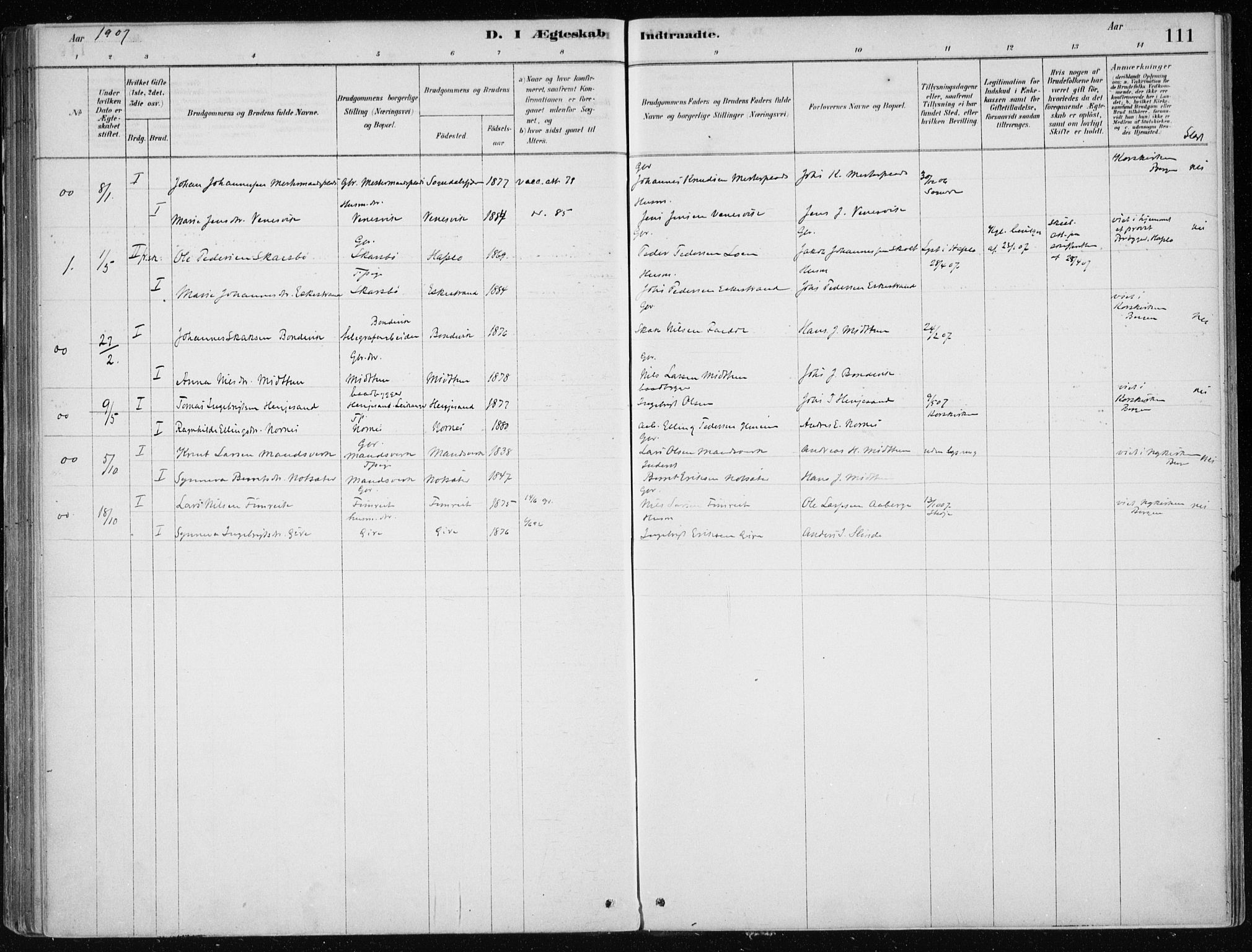 Sogndal sokneprestembete, SAB/A-81301/H/Haa/Haac/L0001: Ministerialbok nr. C 1, 1878-1907, s. 111