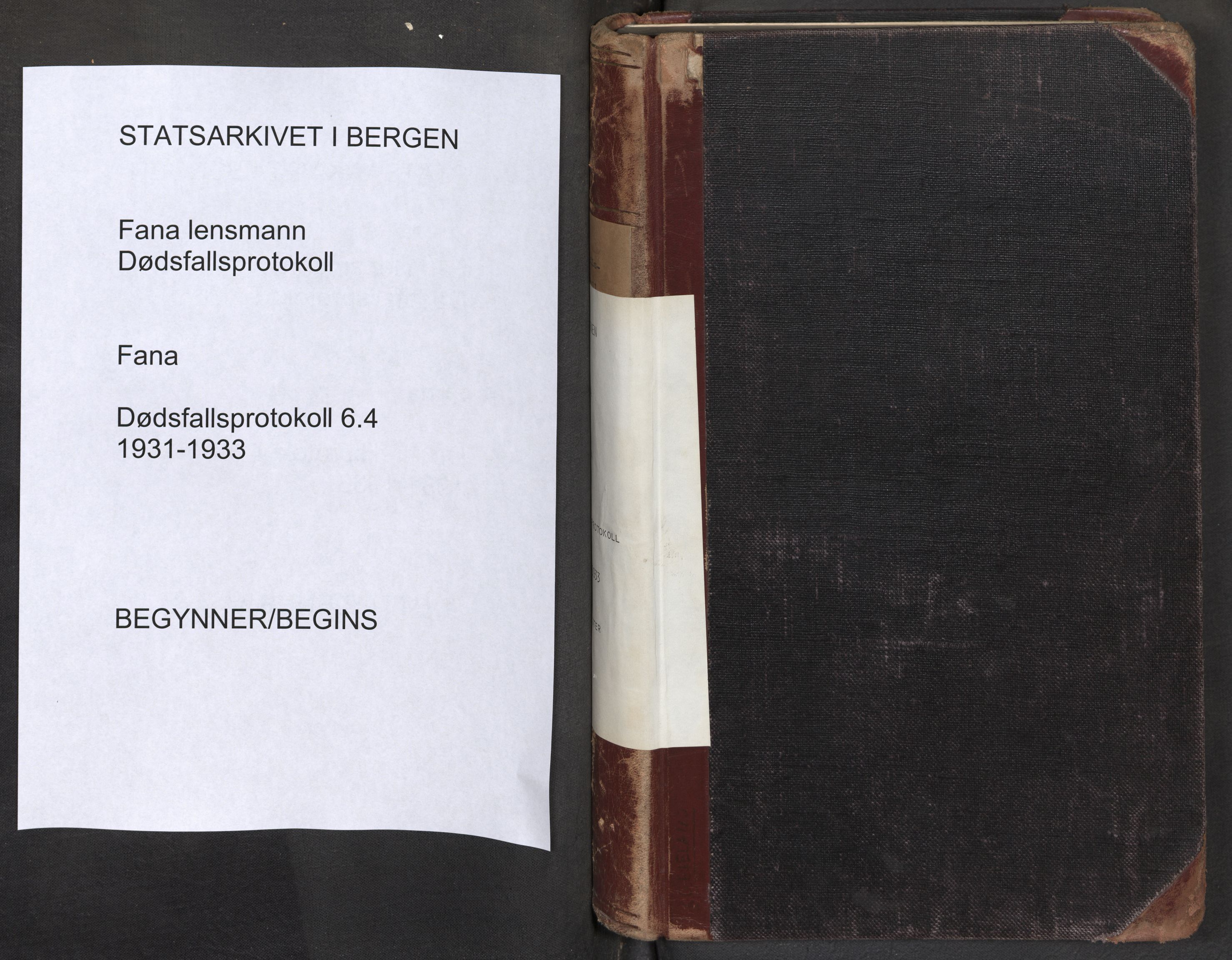 Lensmannen i Fana, SAB/A-31801/0006/L0004: Dødsfallprotokoll, 1931-1933